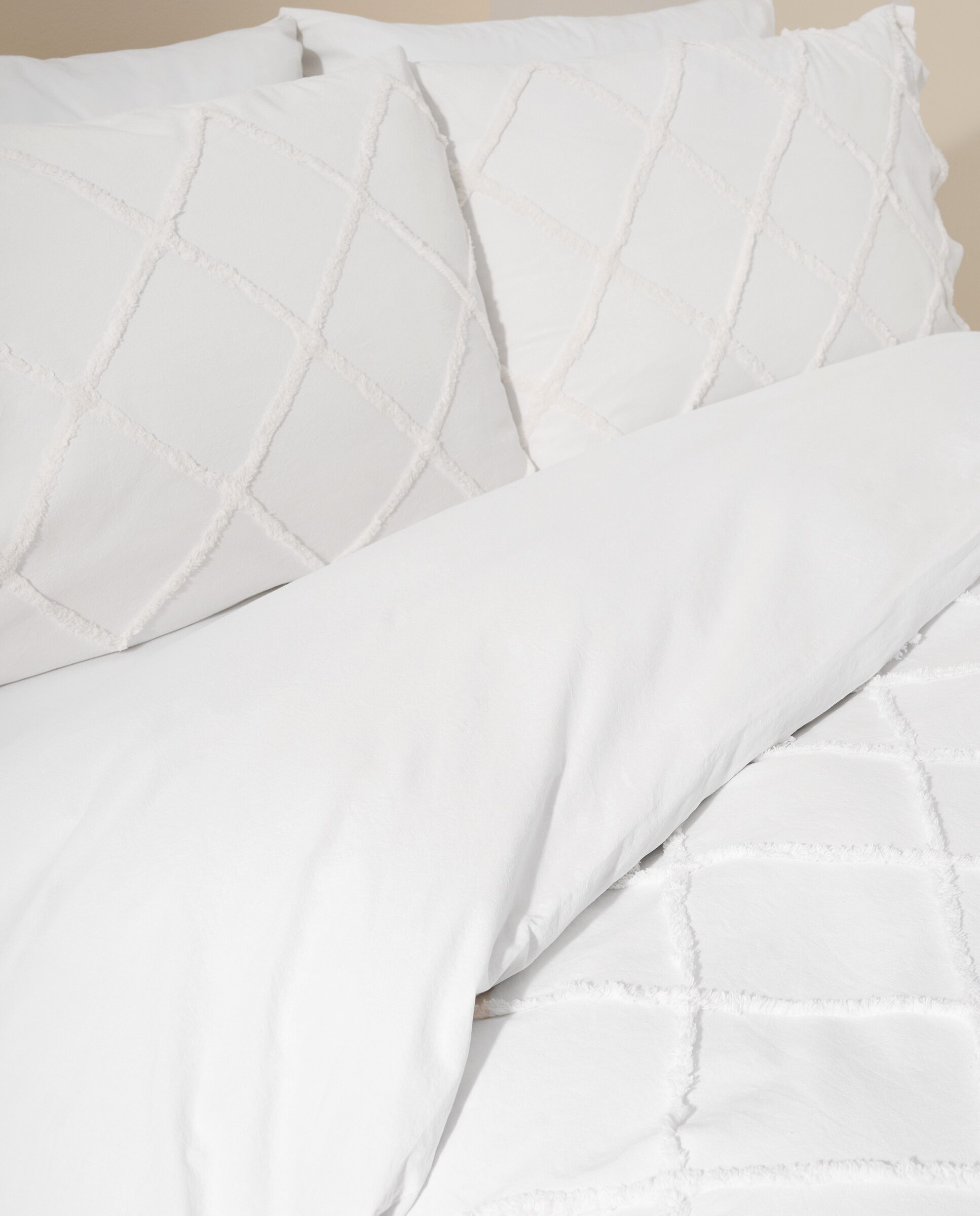 Juego de funda nórdica tufting blanco Blanco-3
