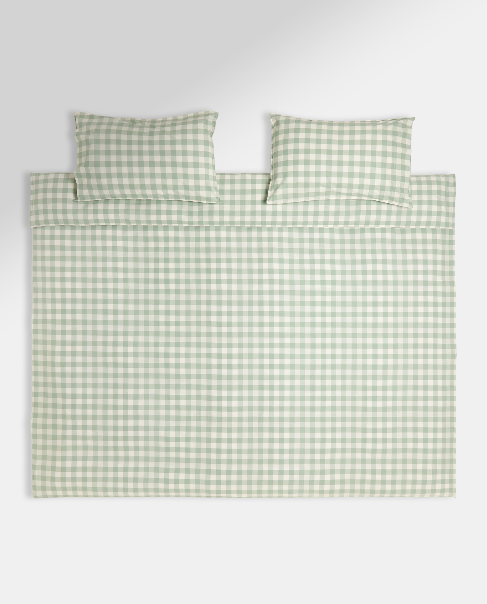 Juego de funda nórdica cuadro vichy verde Verde-2