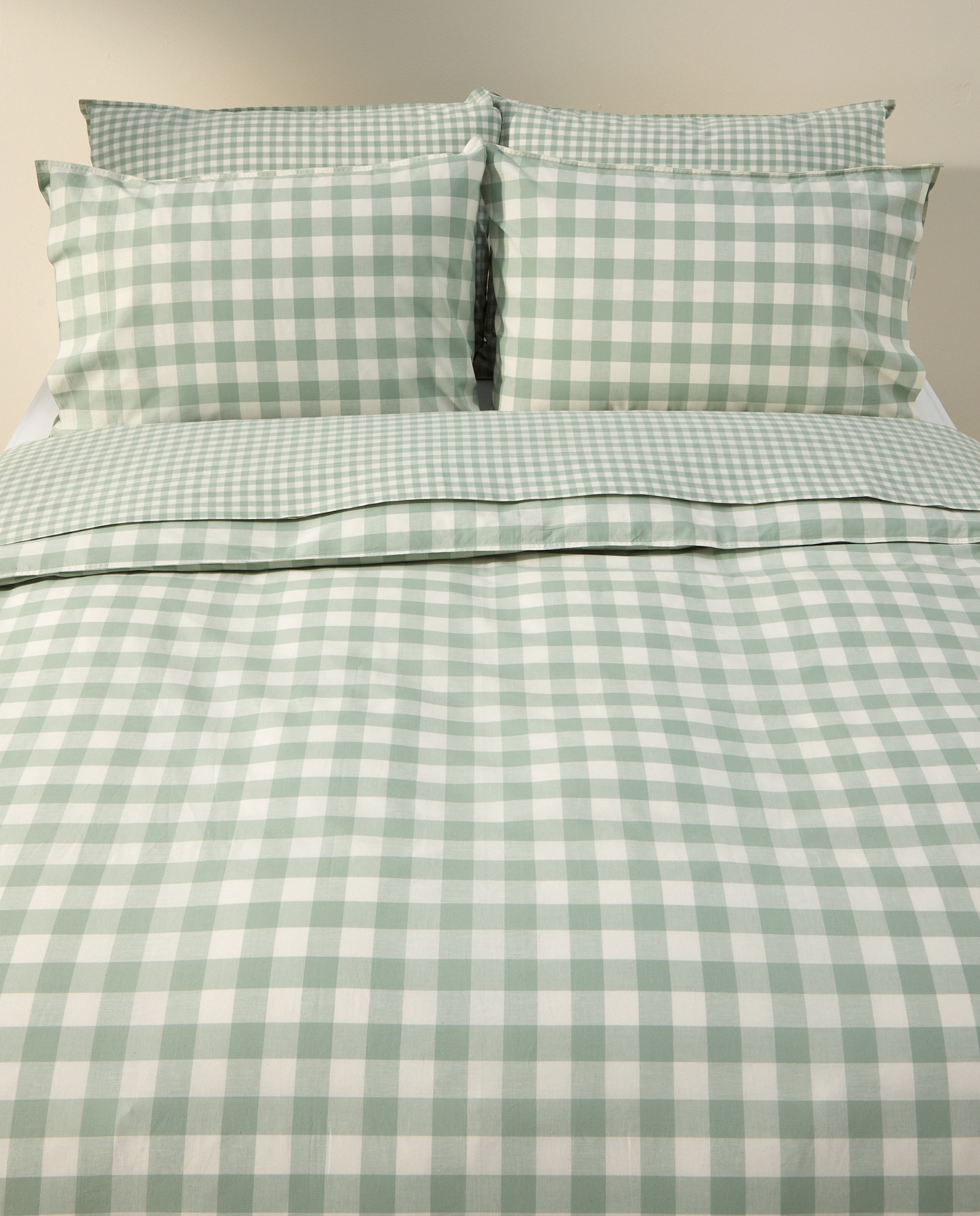Juego de funda nórdica cuadro vichy verde Verde-8