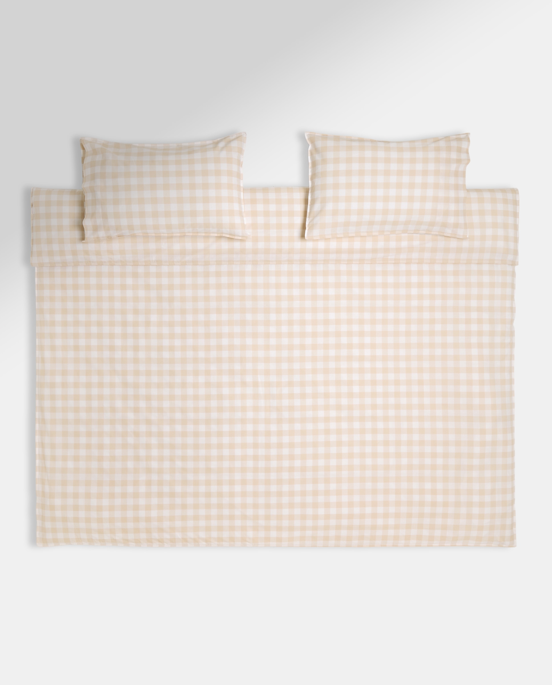 Juego de funda nórdica cuadro vichy beige Beige-2