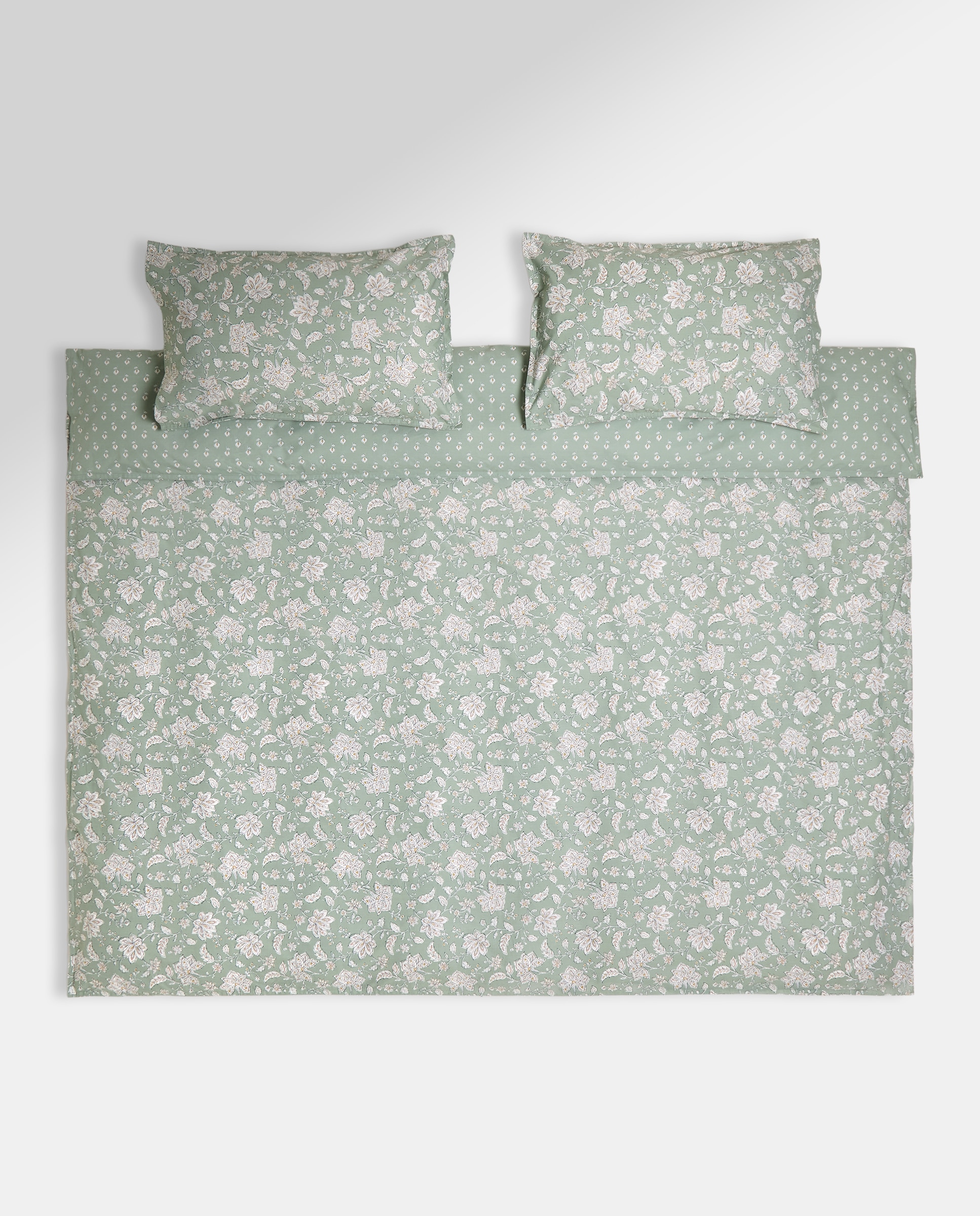 Juego de funda nórdica flor grande verde Verde-2