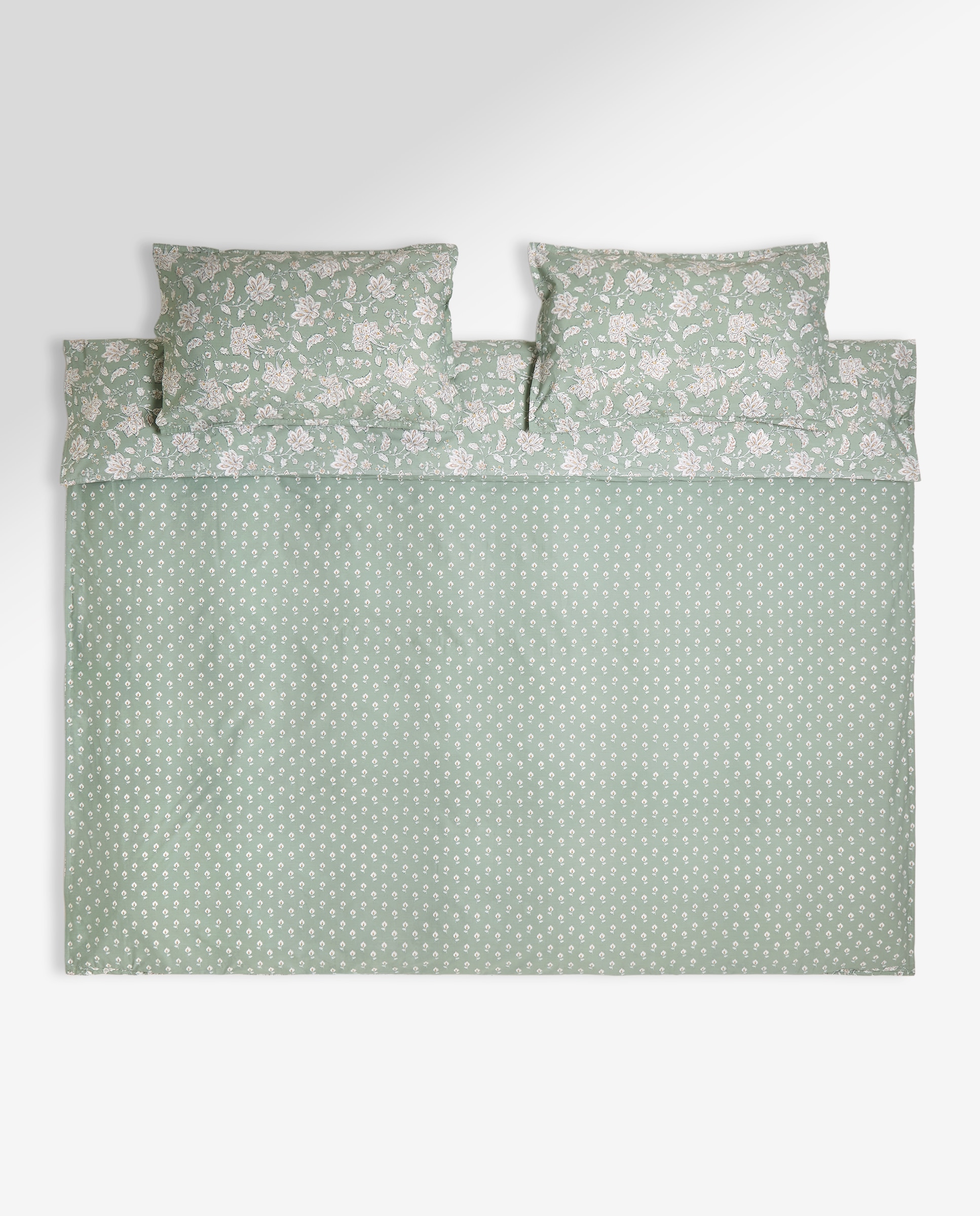 Juego de funda nórdica flor grande verde Verde-3