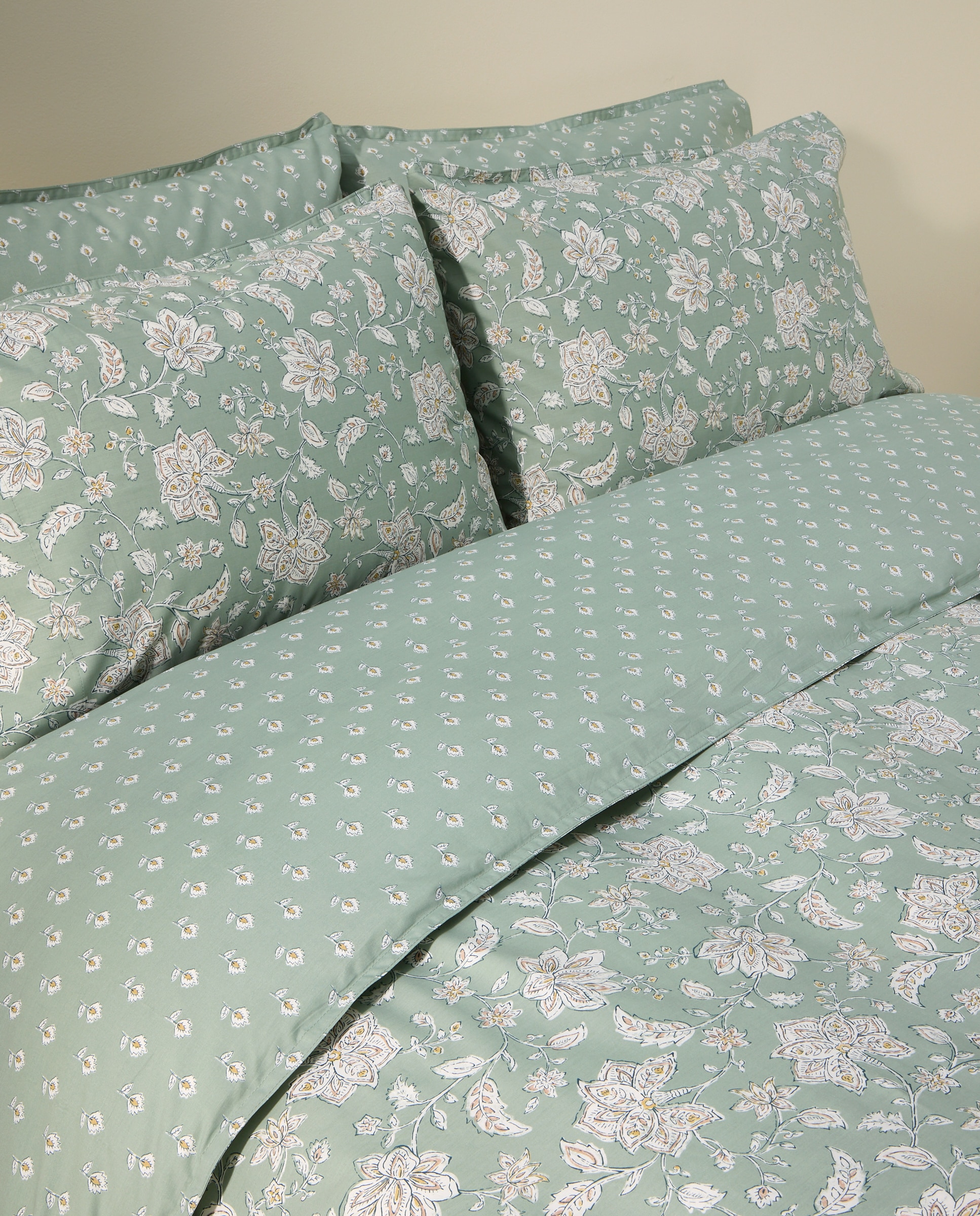 Juego de funda nórdica flor grande verde Verde-4