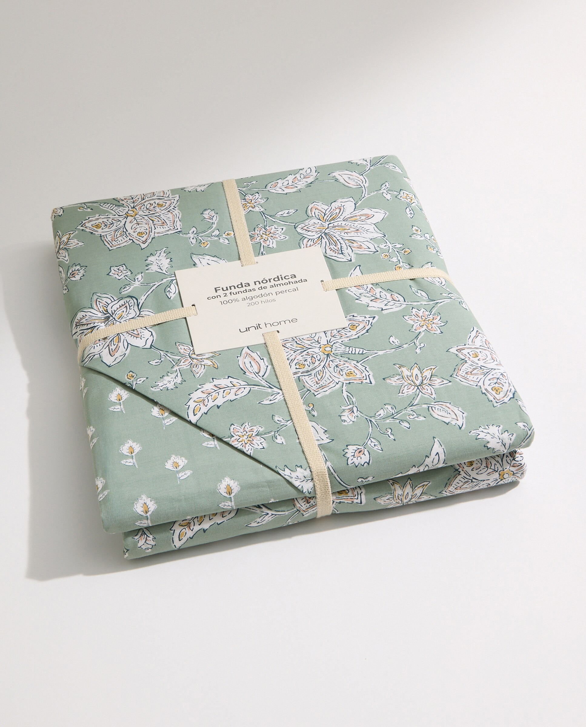 Juego de funda nórdica flor grande verde Verde-10