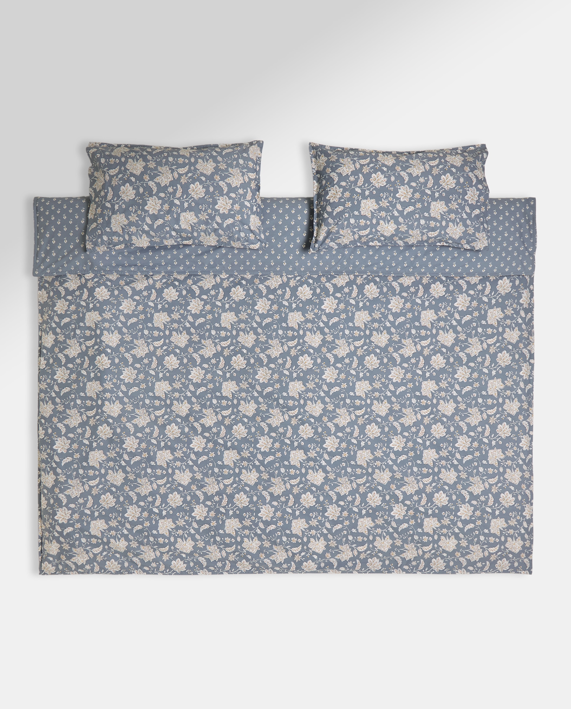 Juego de funda nórdica flor grande azul Azul-2