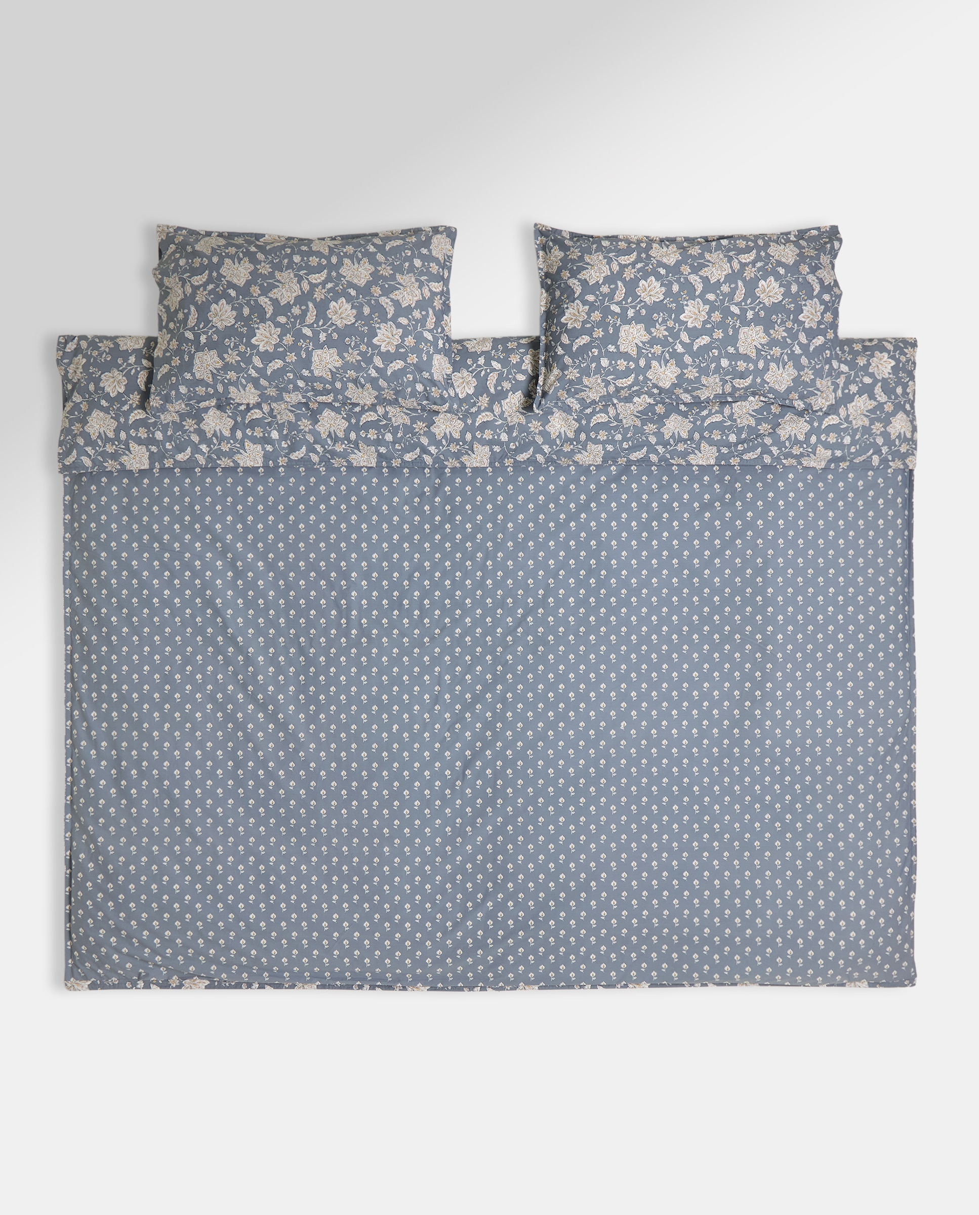 Juego de funda nórdica flor grande azul Azul-3
