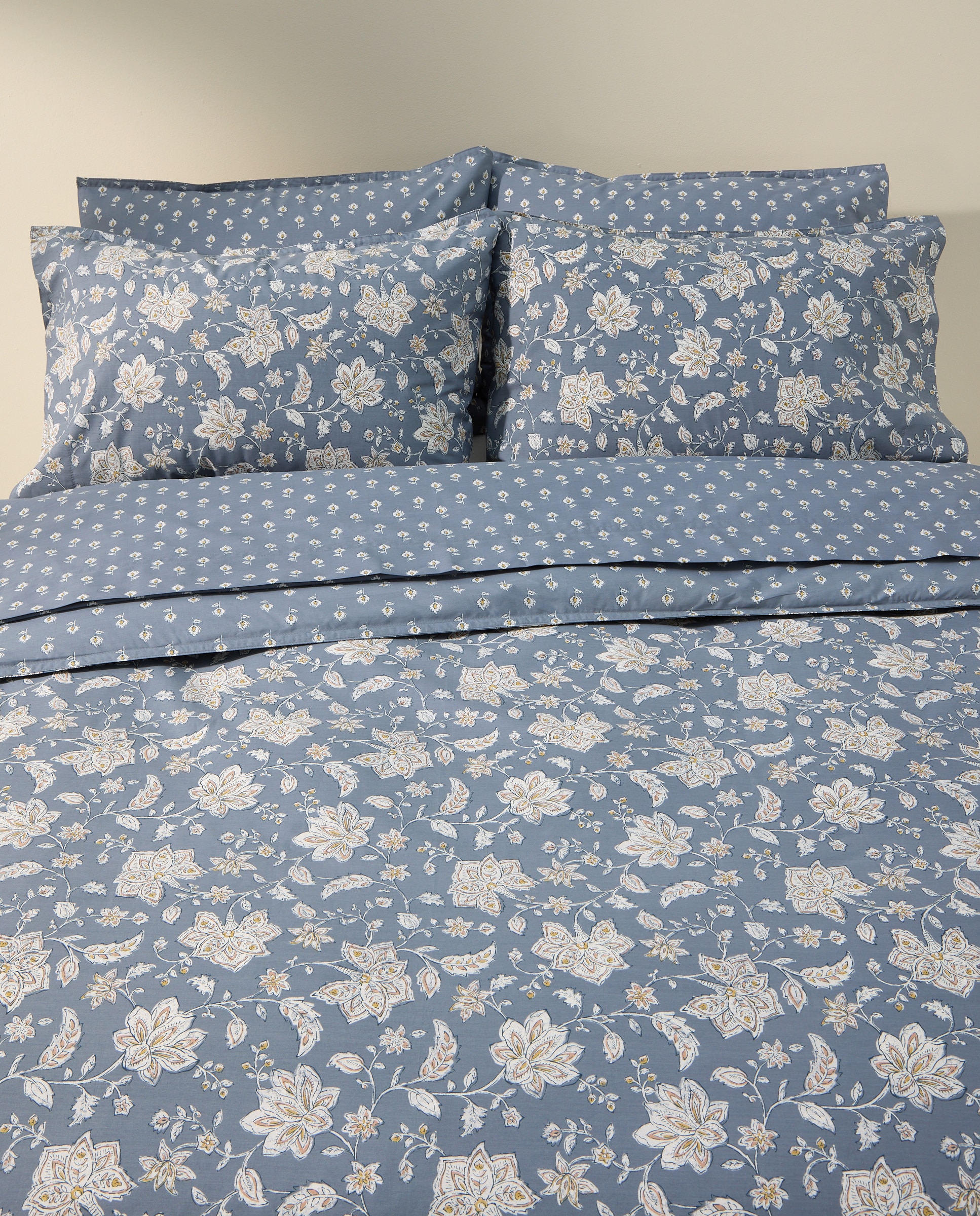 Juego de funda nórdica flor grande azul Azul-9