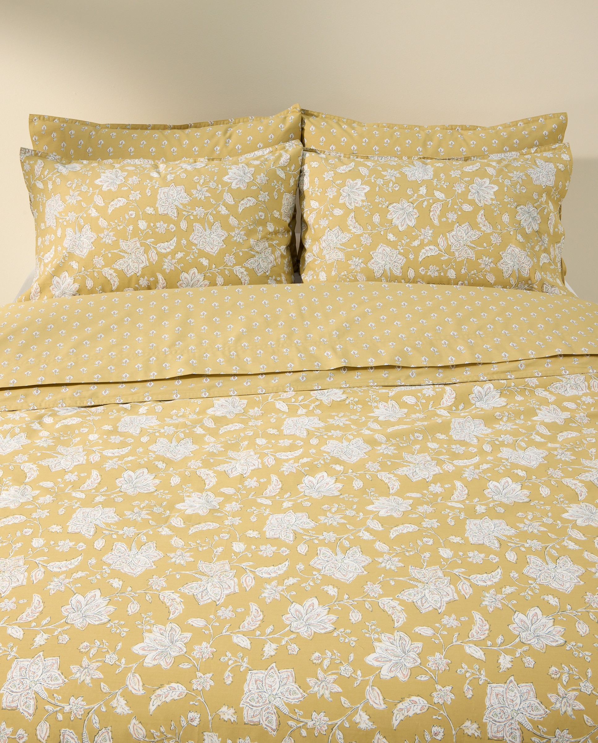 Juego de funda nórdica flor grande amarillo Amarillo-9
