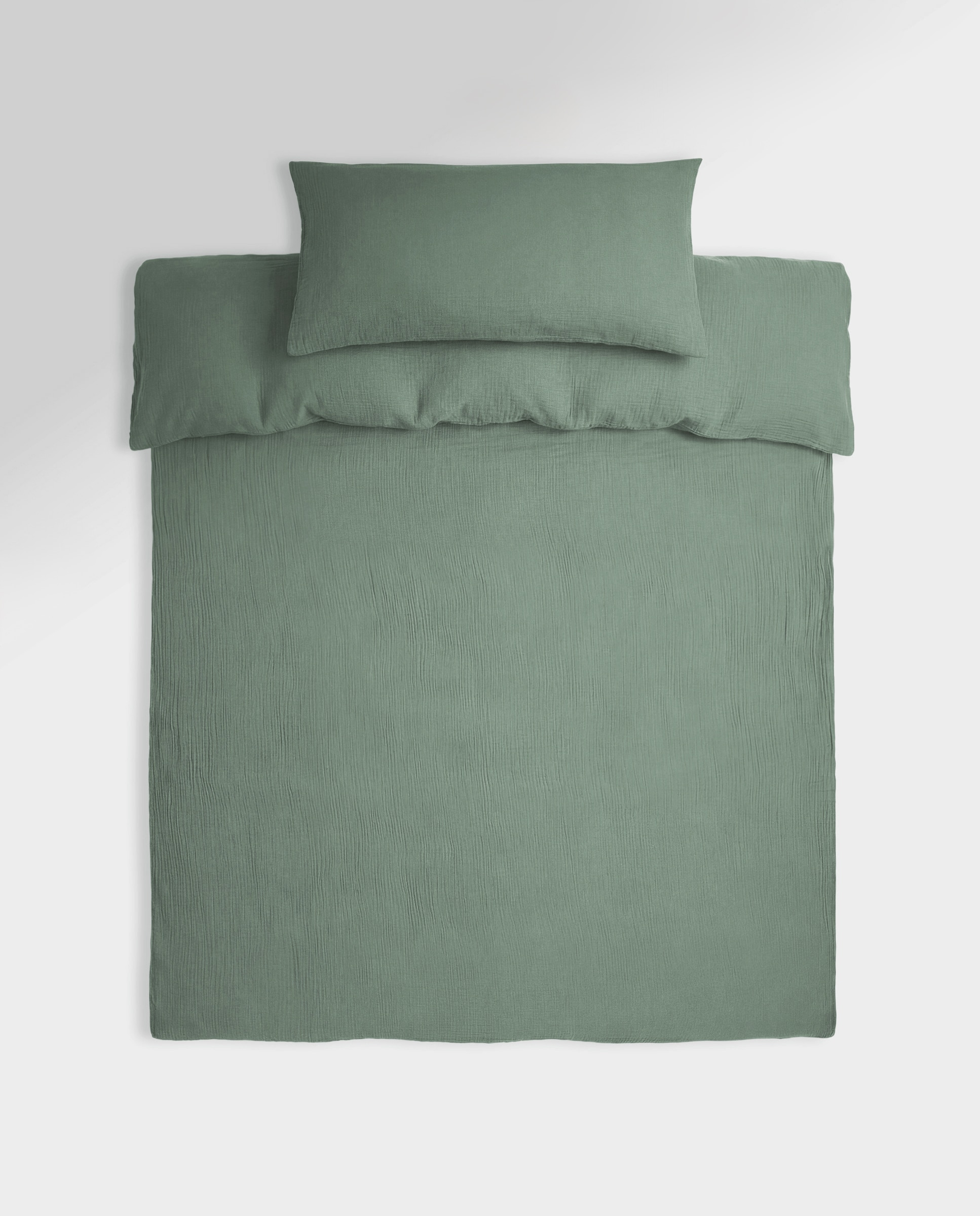 Juego de funda nórdica infantil gasa verde Verde-2