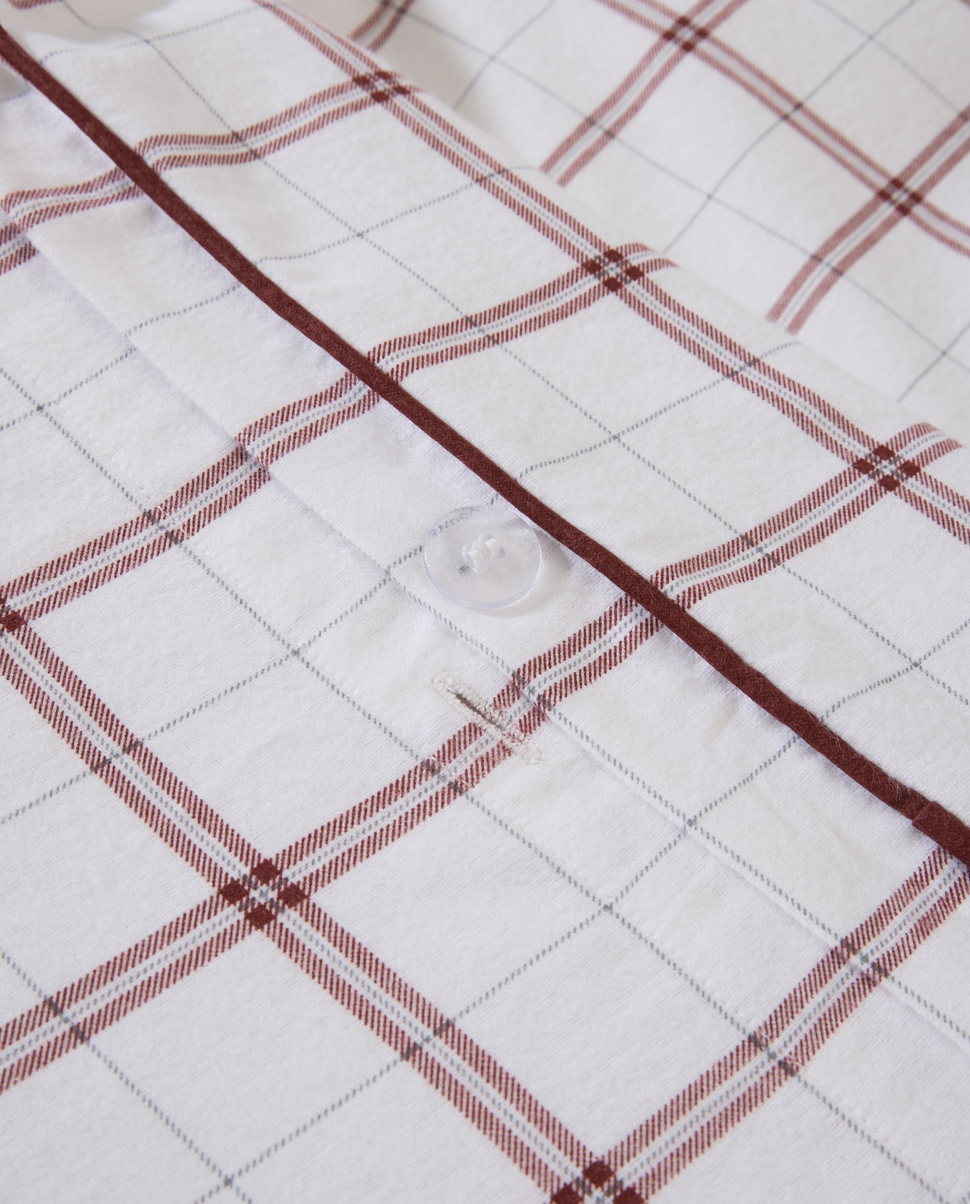 Juego de funda nórdica franela algodón cuadros rojo Rojo-5