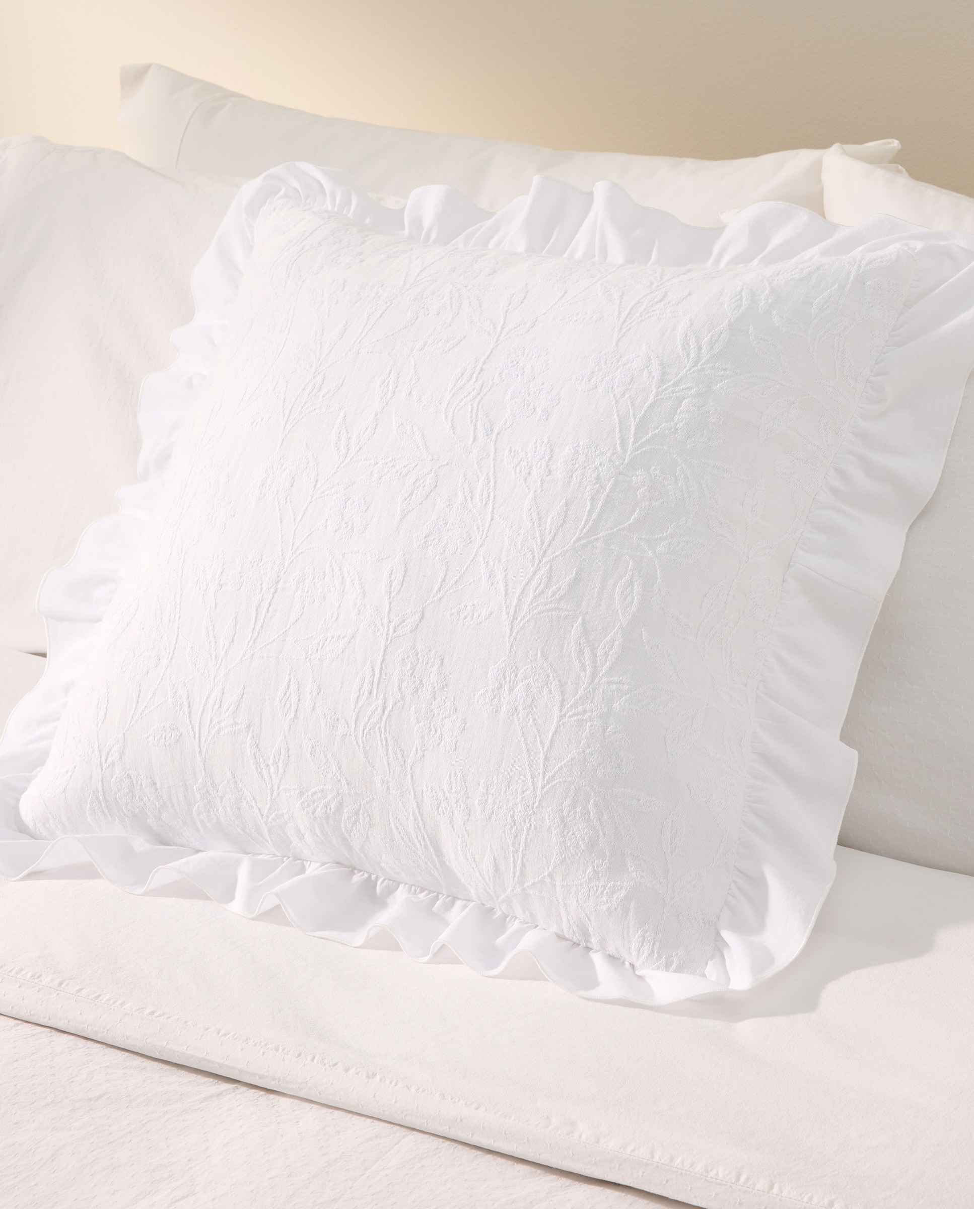 Imagen 0 de Funda de cuadrante mezcla algodón flores blanco