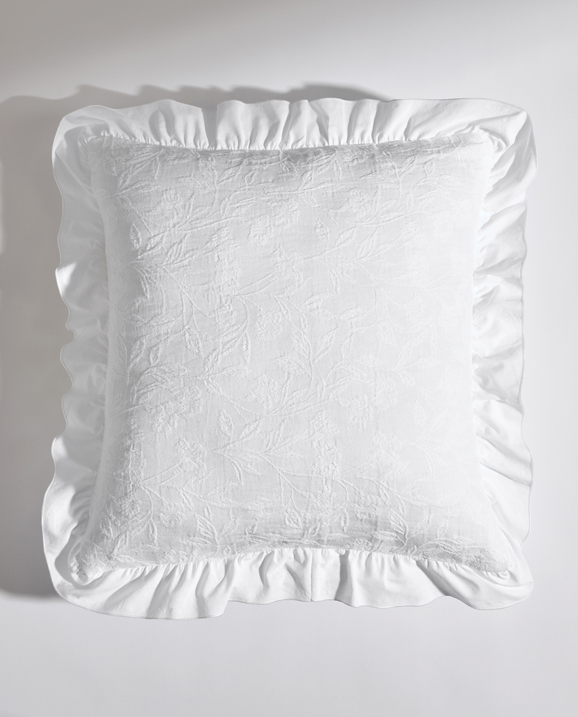 Funda de cuadrante mezcla algodón flores blanco Blanco-2