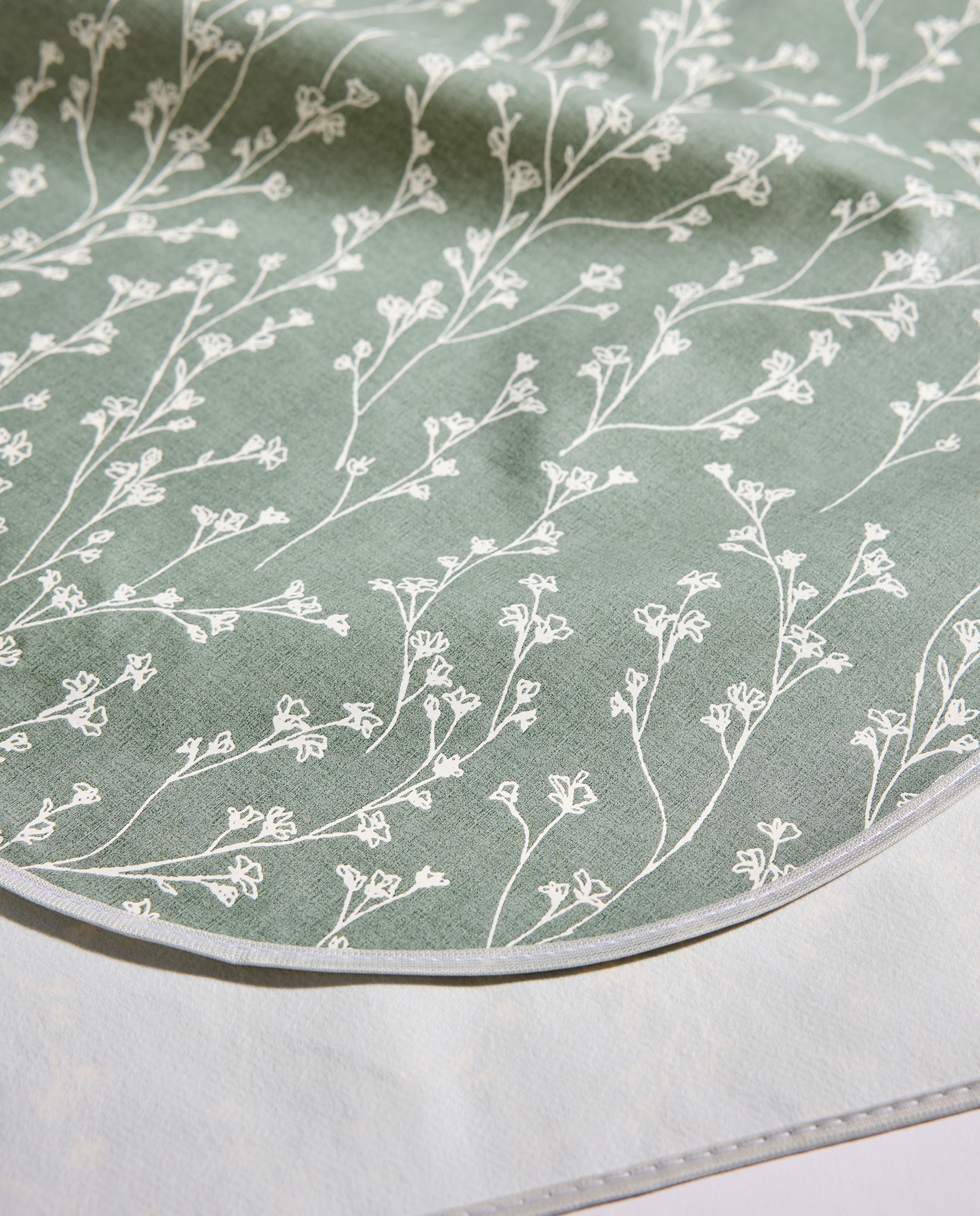 Mantel antimanchas resinado PVC Flores Verde-2