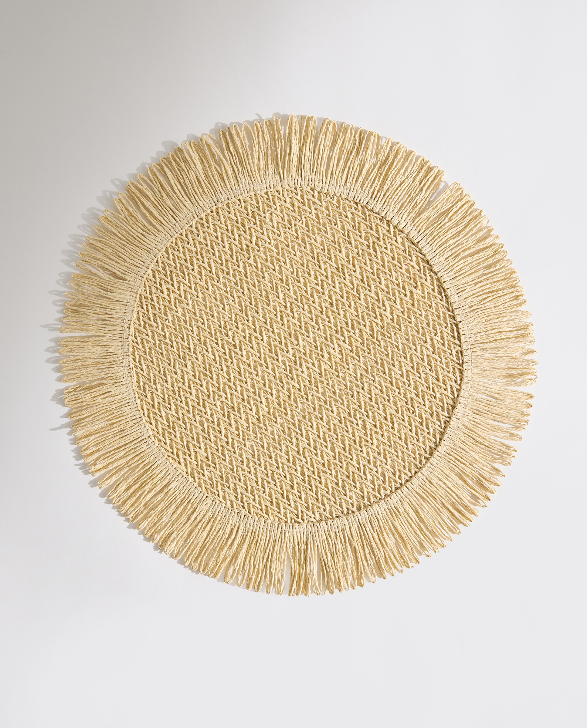 Mantel individual redondo fibra Flecos Beige-2
