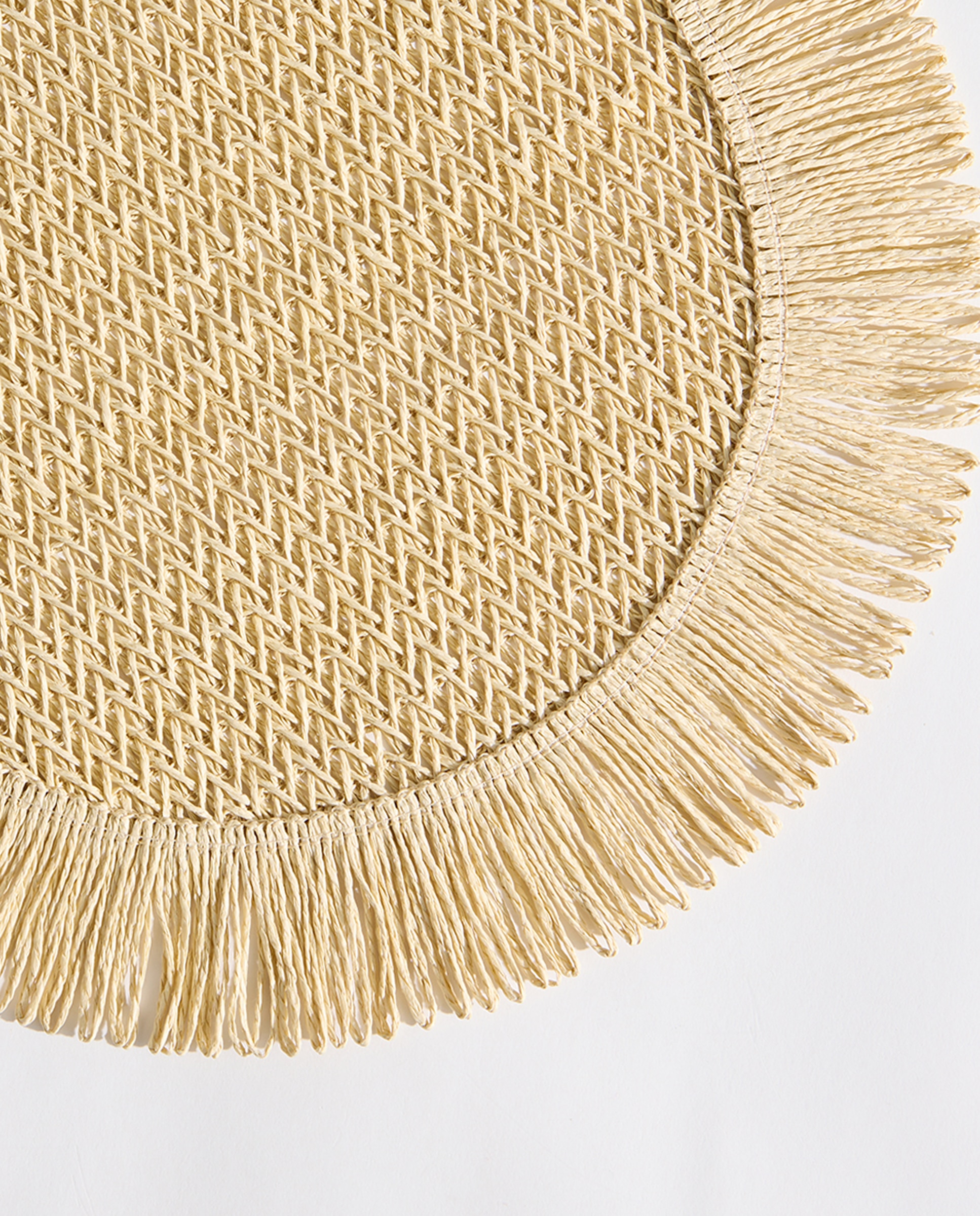 Mantel individual redondo fibra Flecos Beige-3