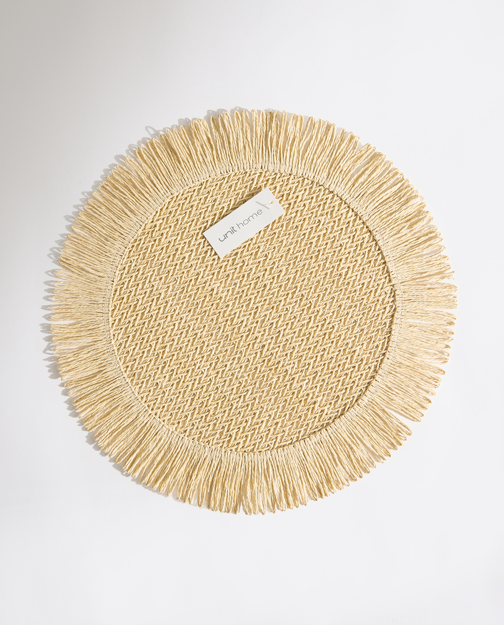 Mantel individual redondo fibra Flecos Beige-4