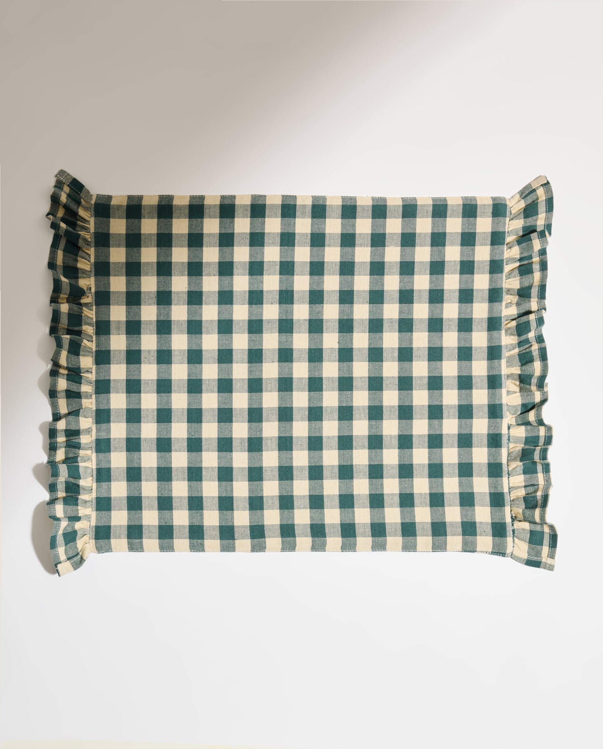 Mantel individual algodón Volantes Vichy Verde-2