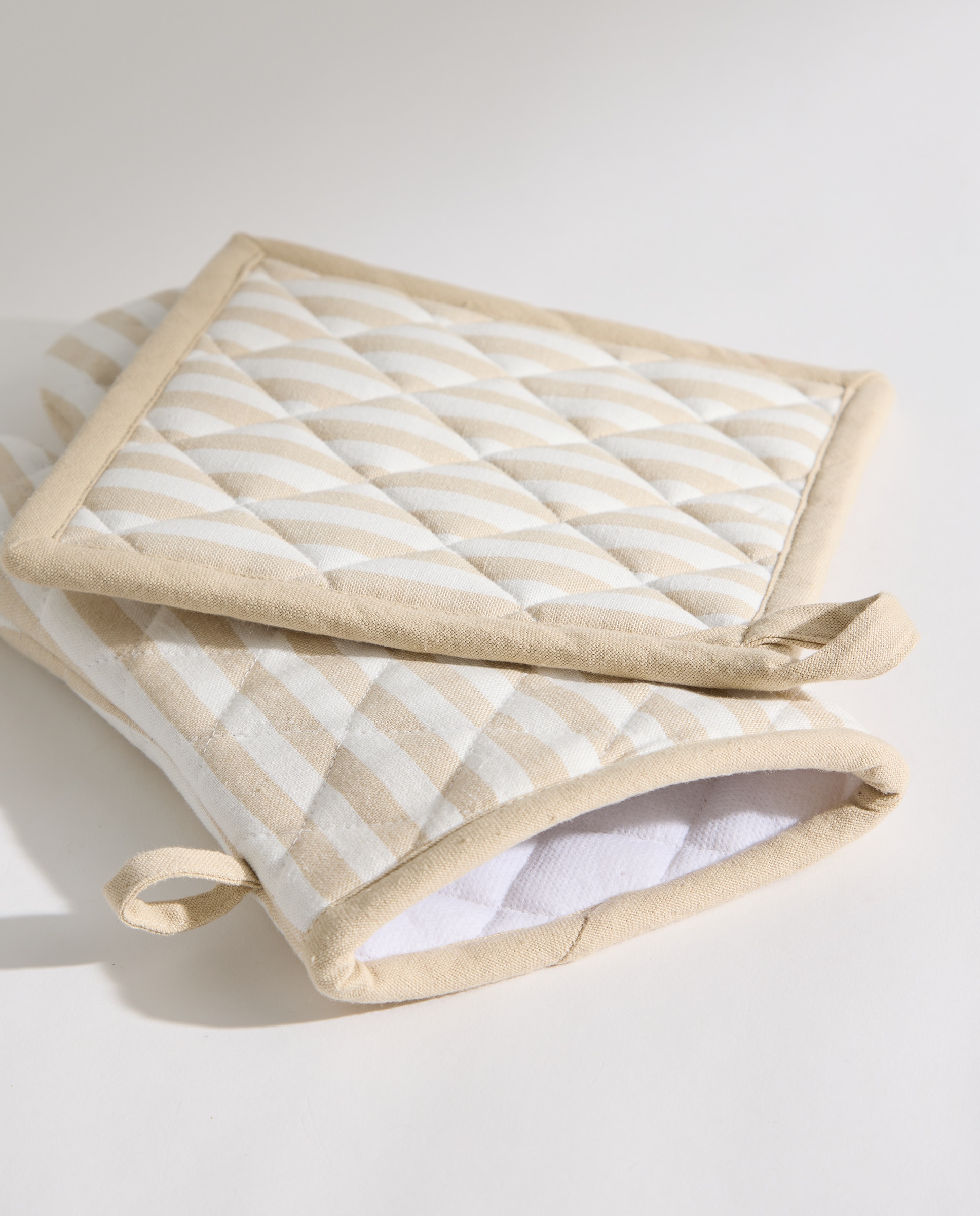 Set manopla y agarrador Rayas Beige-3