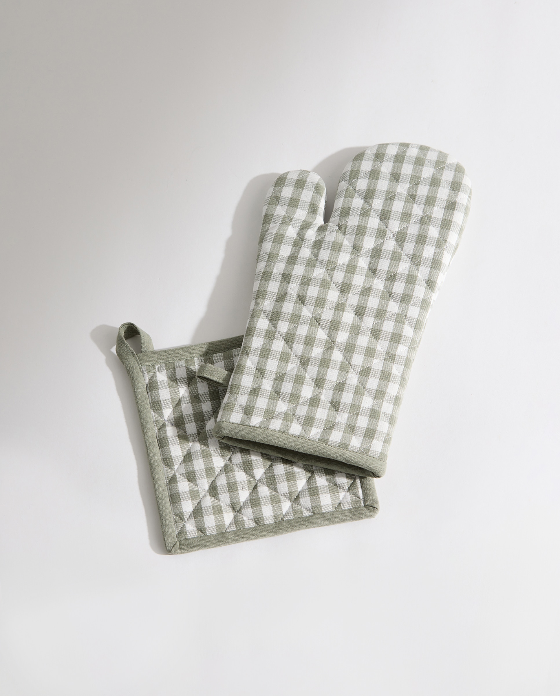 Set manopla y agarrador Vichy Verde-2