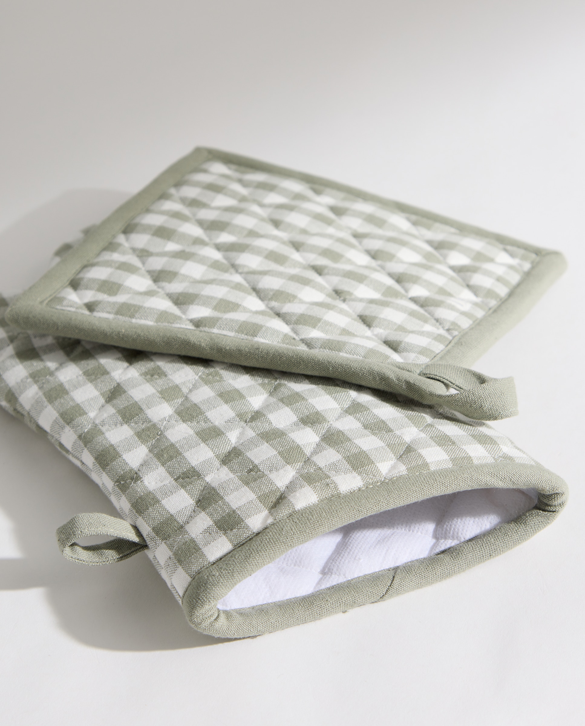 Set manopla y agarrador Vichy Verde-3
