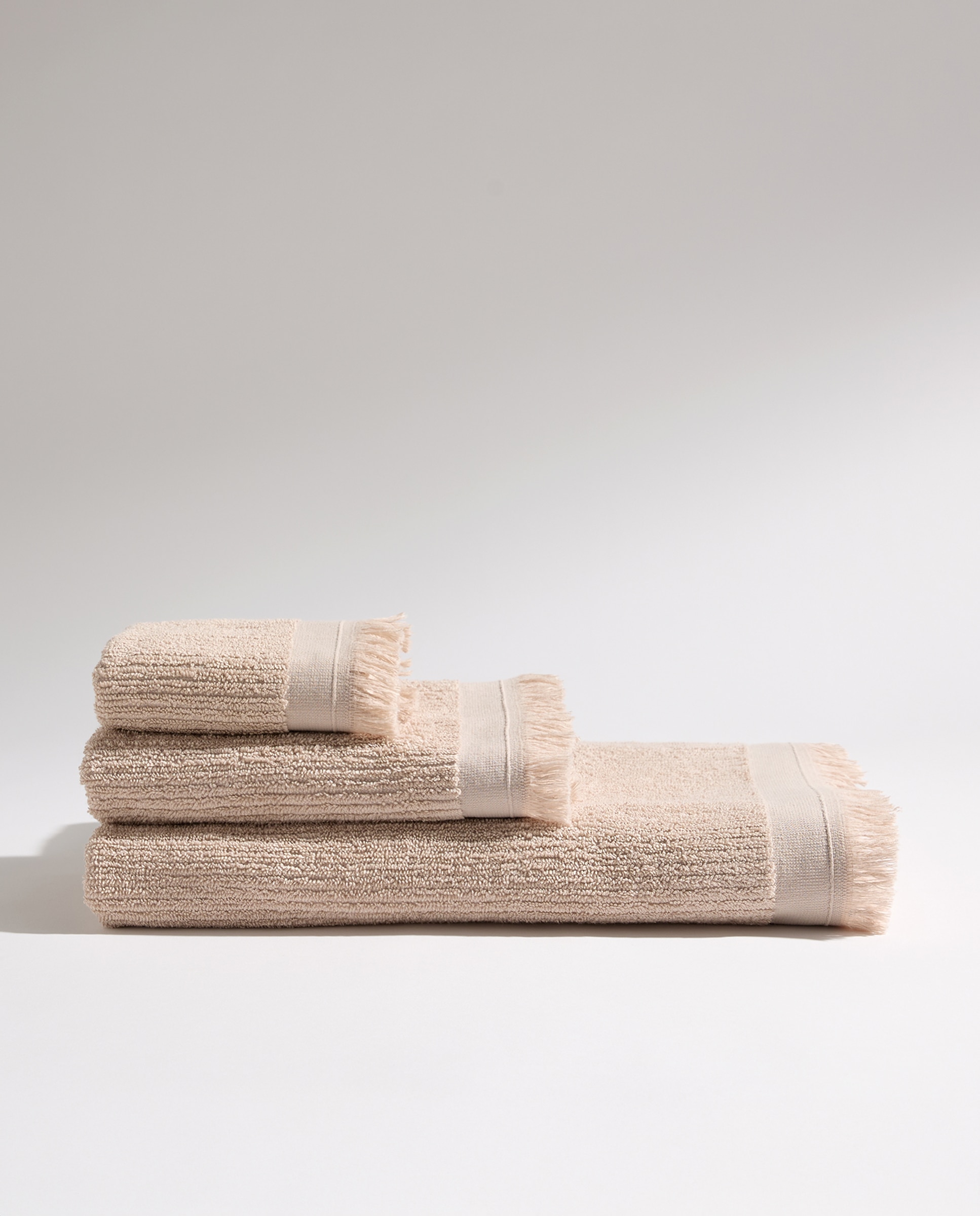 Toalla de baño algodón Canalé Beige-5