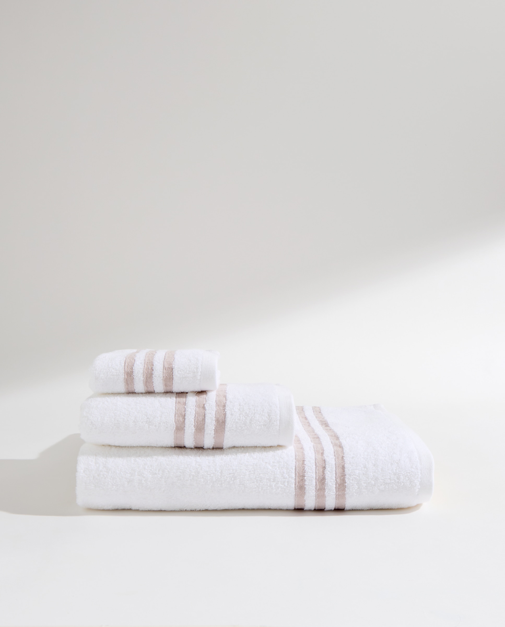 Toalla de baño algodón Rayas Contraste Beige-5