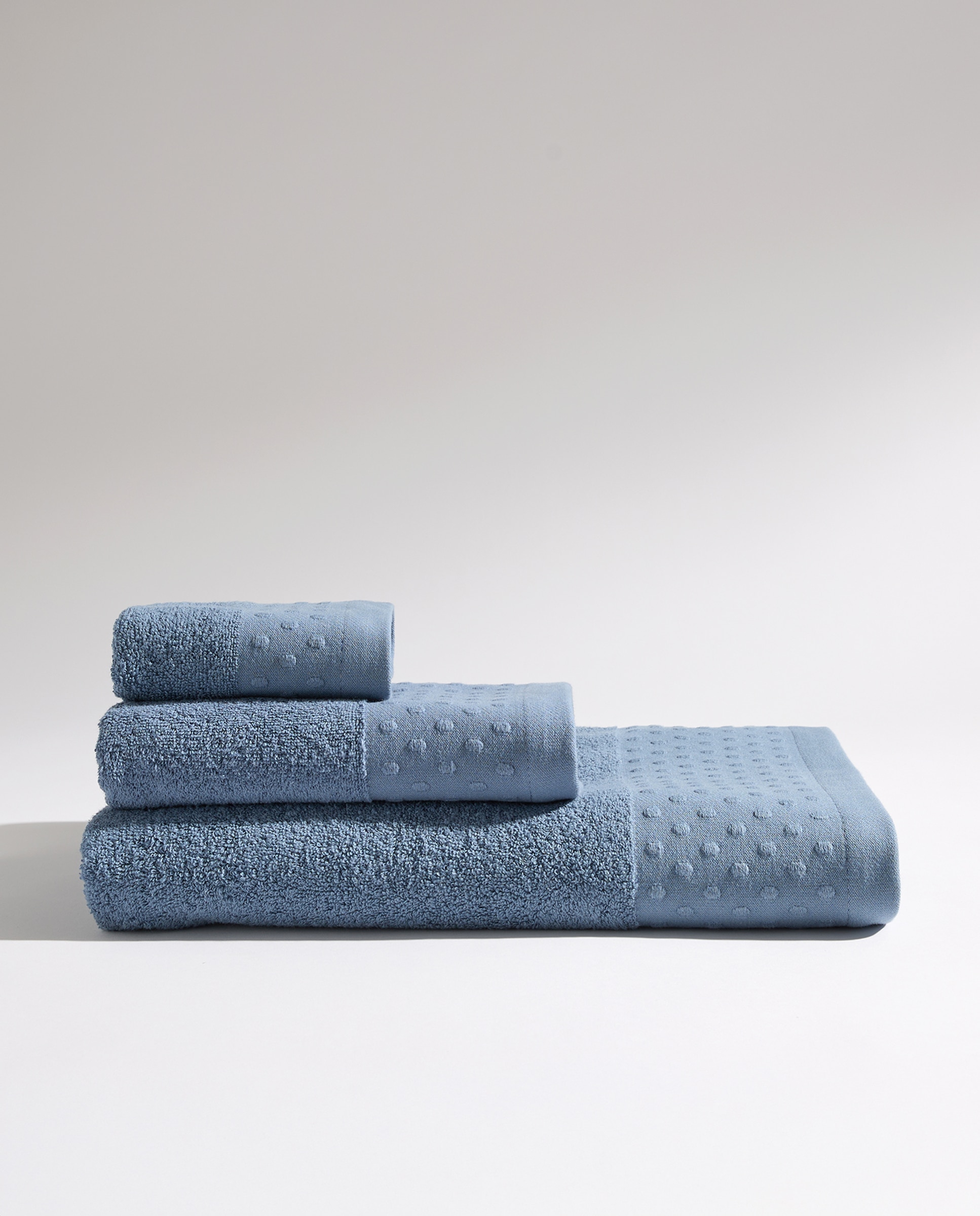Toalla de baño algodón Topos Azul-5