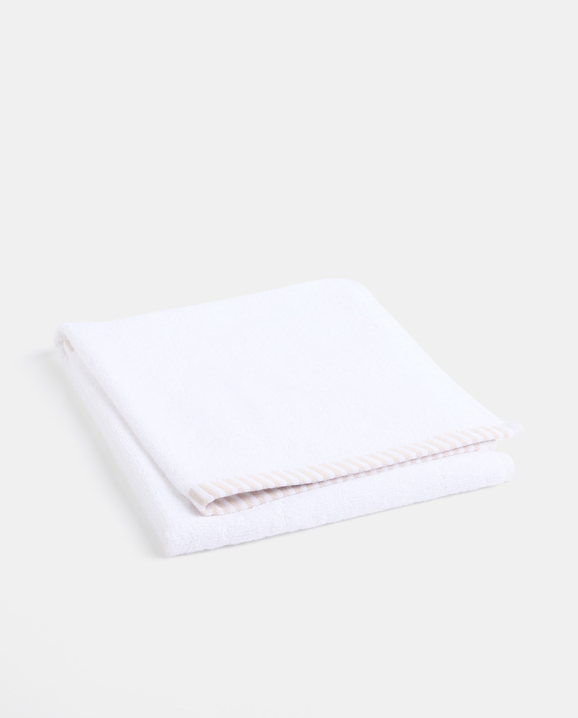 Imagen 0 de Toalla de baño algodón cenefa Rayas beige