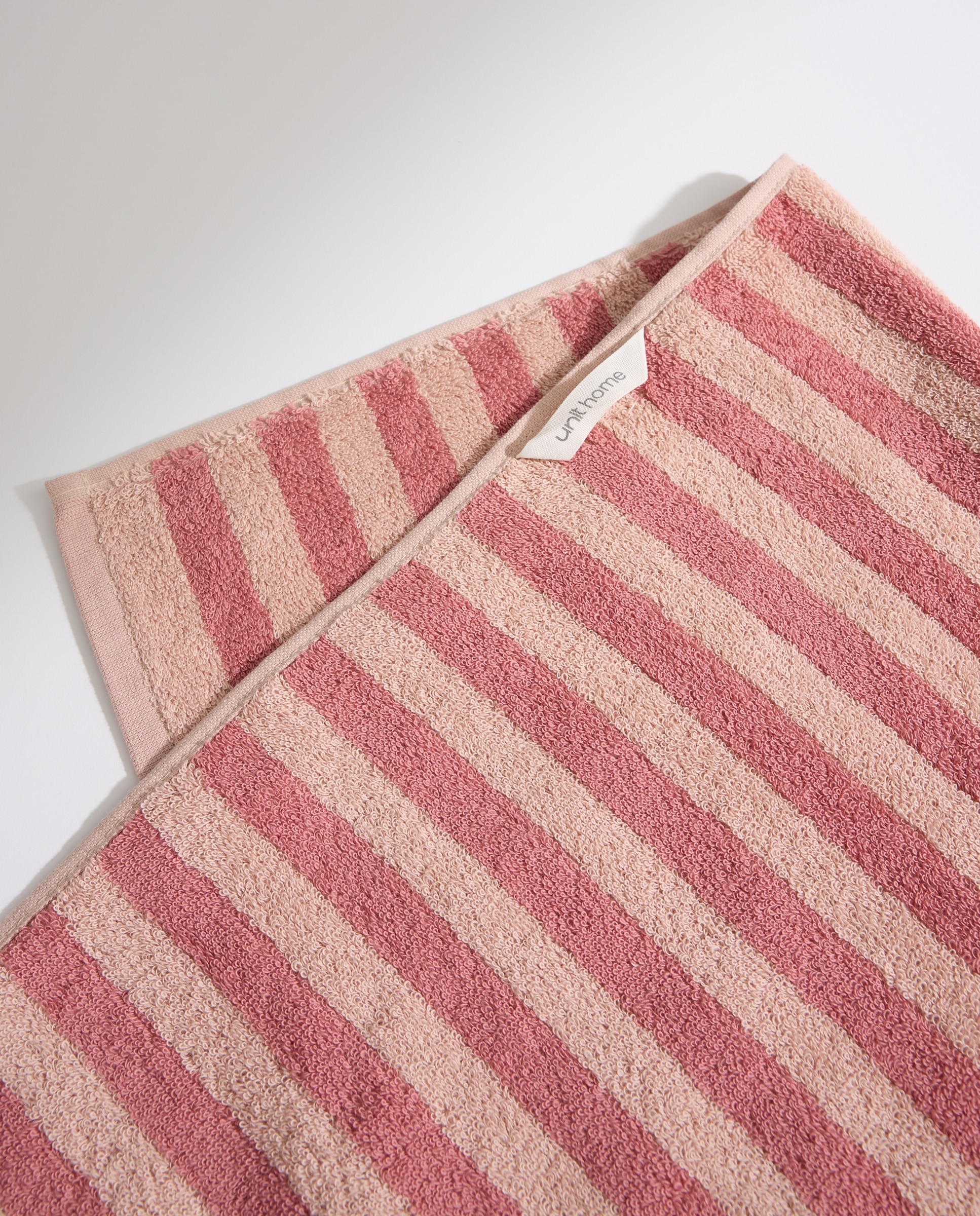 Toalla de baño infantil algodón Rayas Bicolor Rosa-3