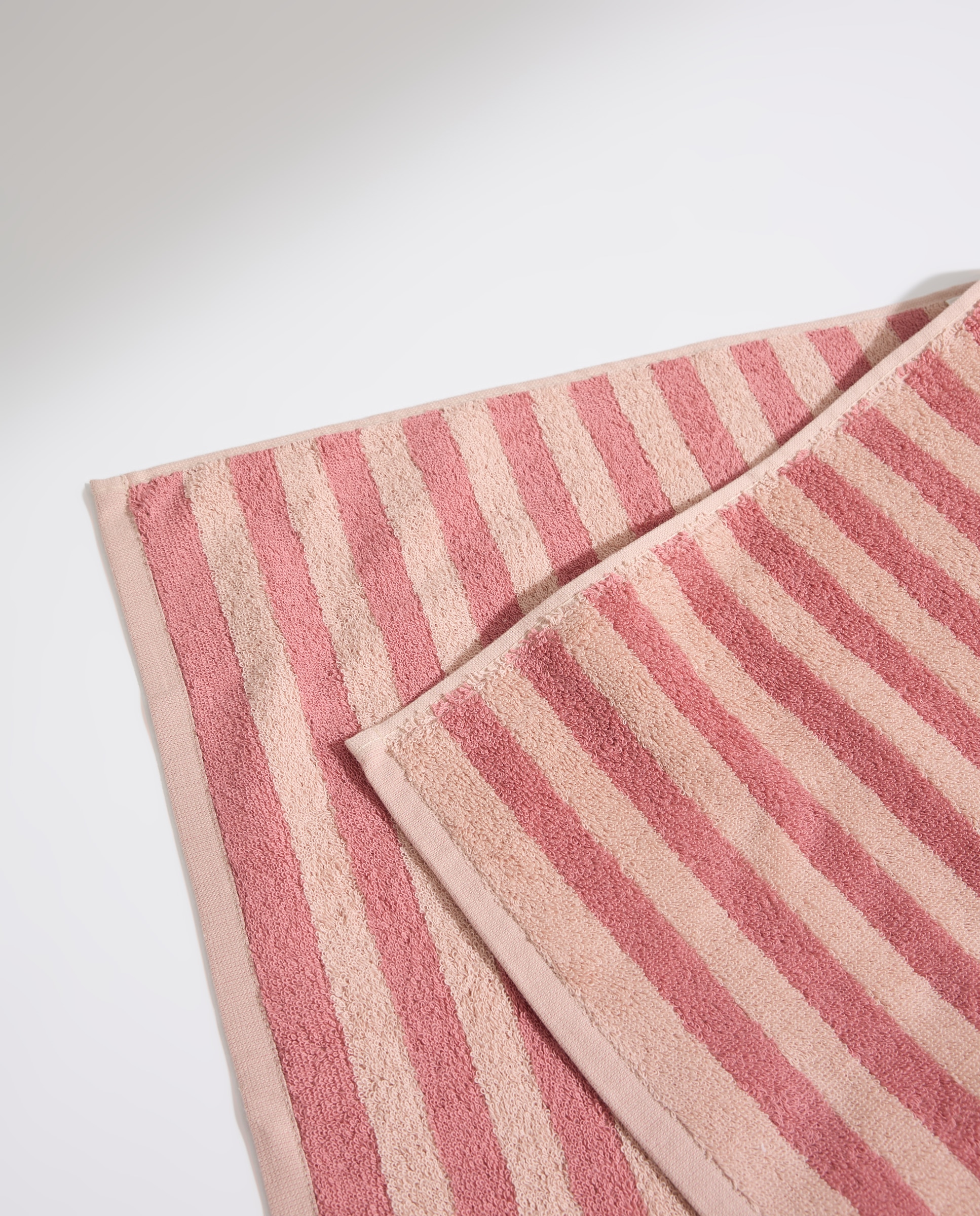 Toalla de baño infantil algodón Rayas Bicolor Rosa-4