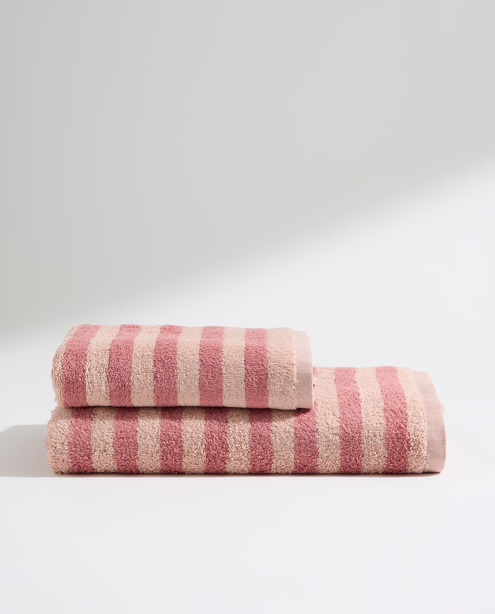 Toalla de baño infantil algodón Rayas Bicolor Rosa-5