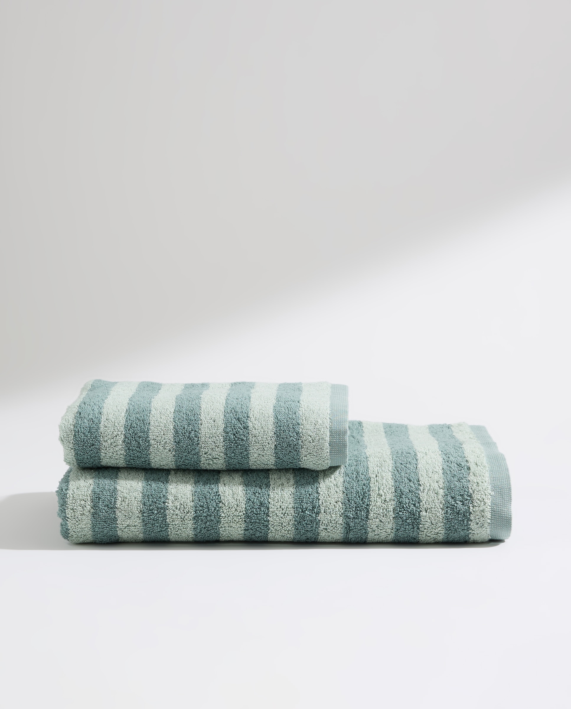 Toalla de baño infantil algodón Rayas Bicolor Verde-5