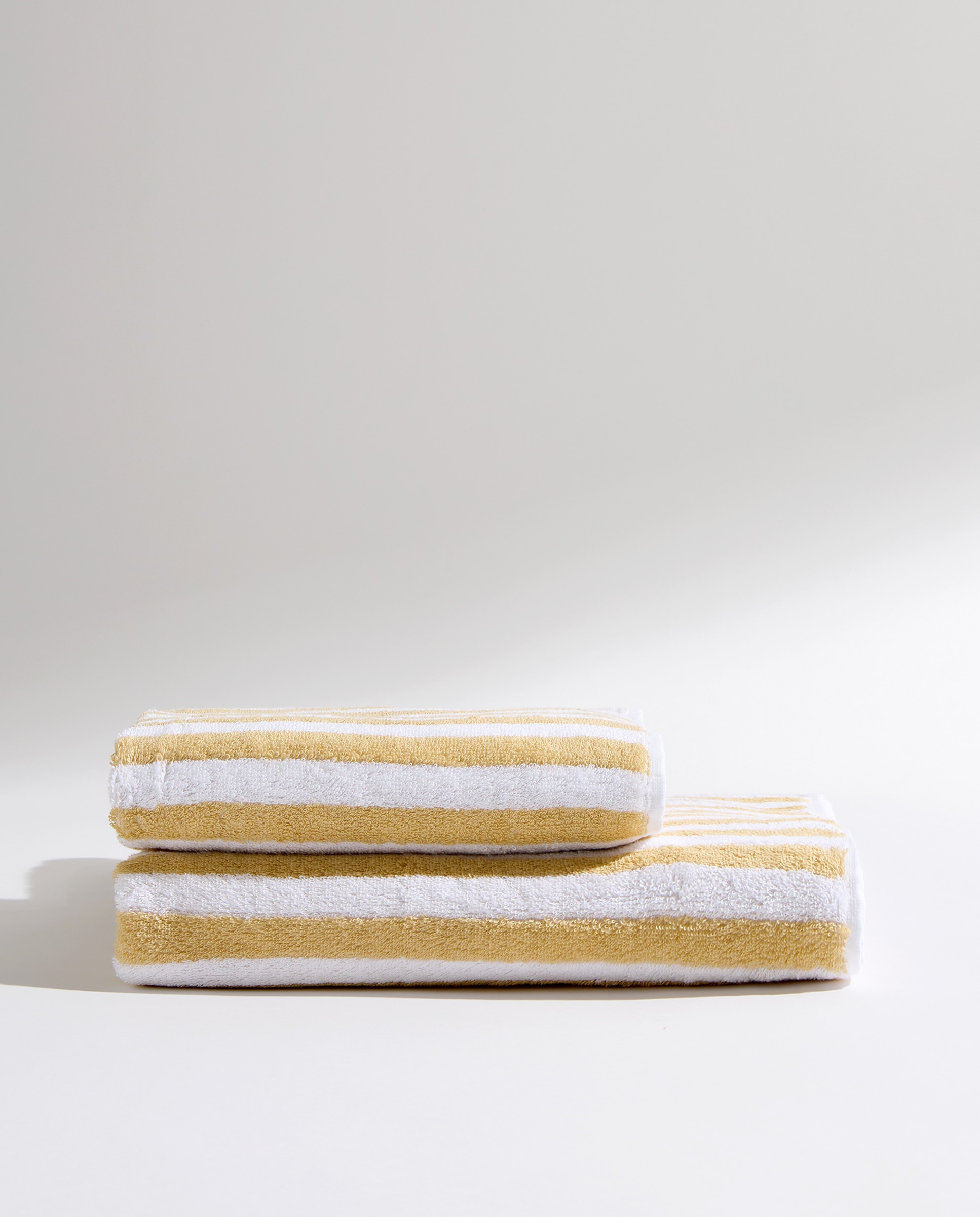 Toalla de baño infantil algodón Rayas Bicolor Mostaza-5