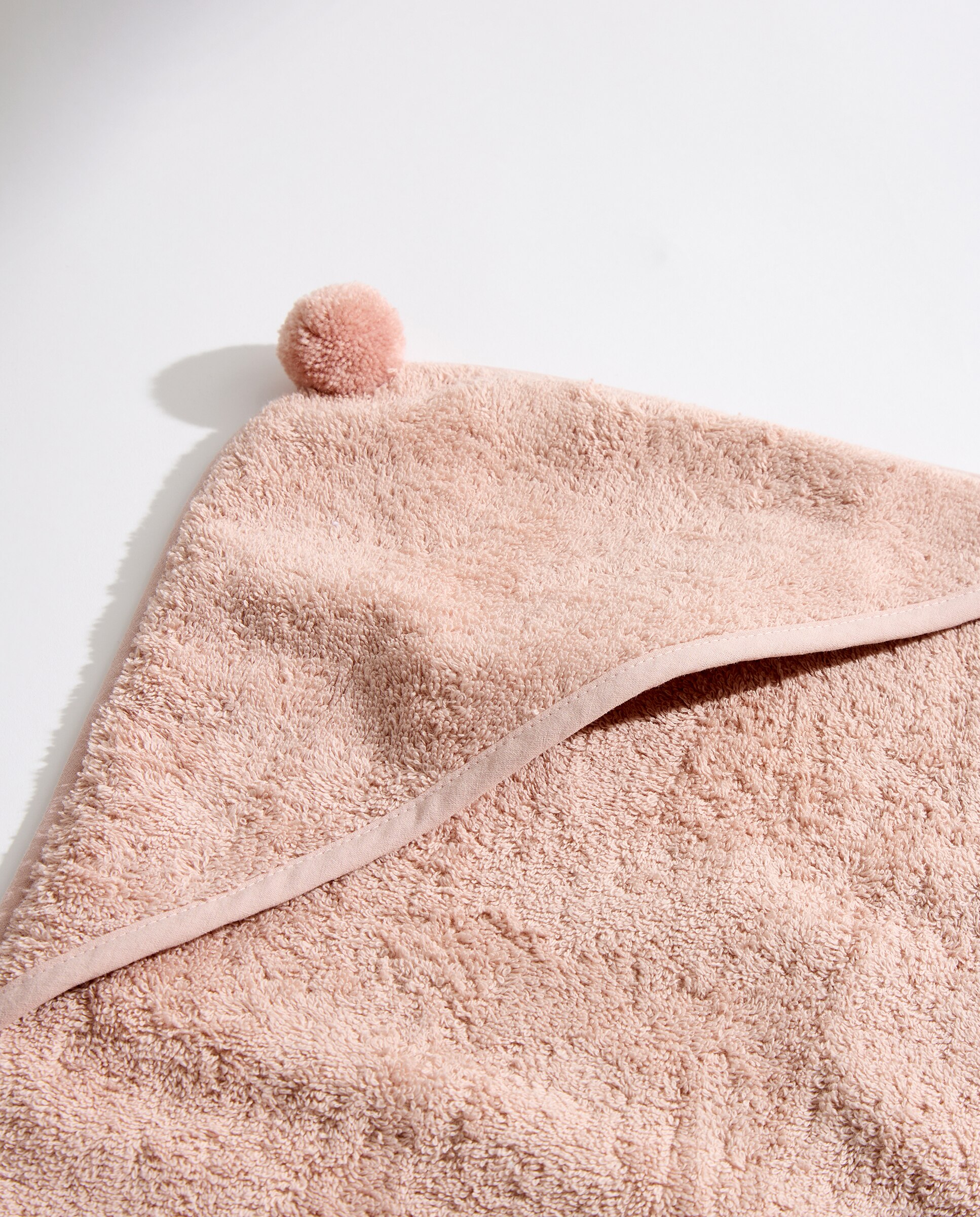 Capa de baño infantil algodón Pompón Rosa-3
