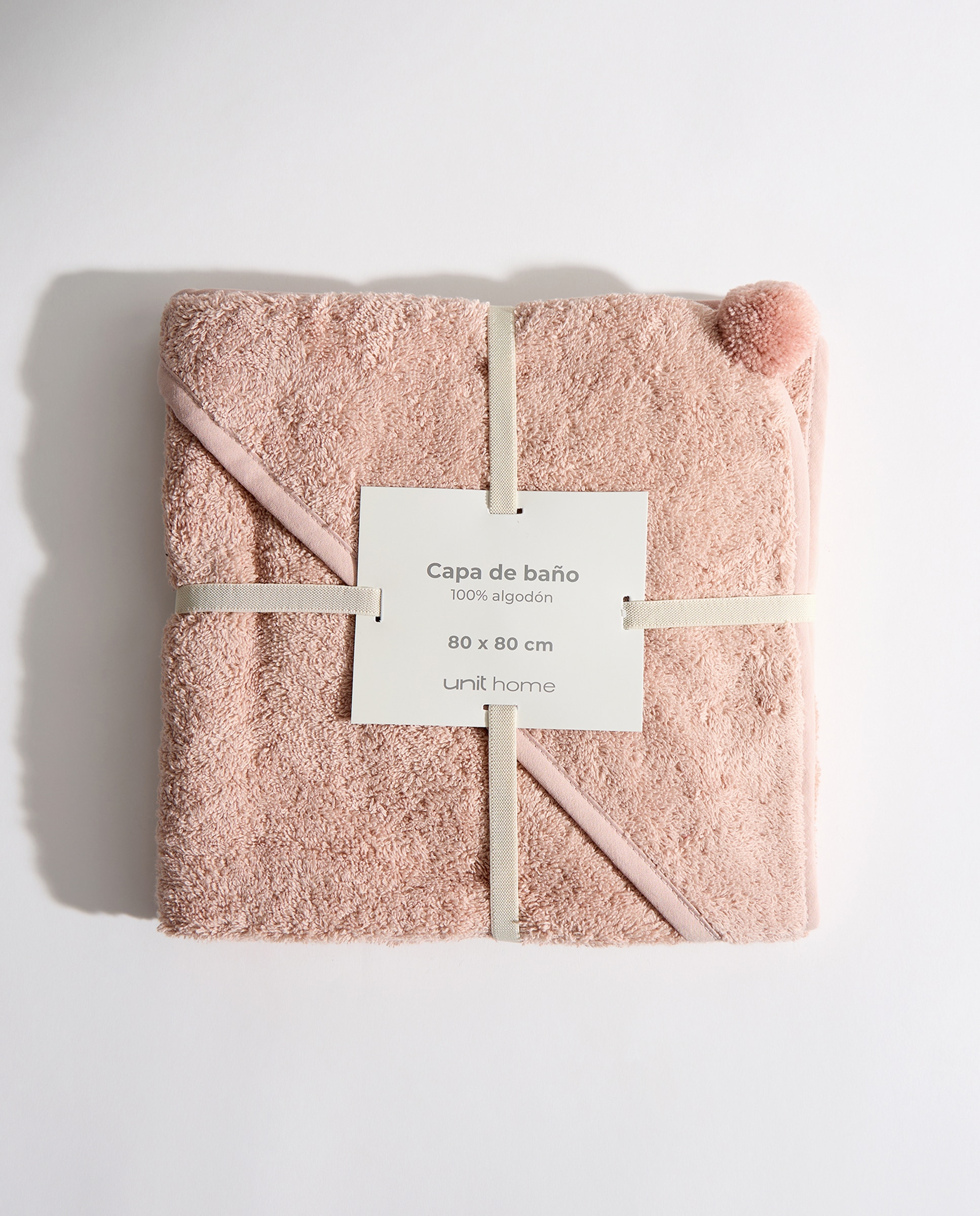Capa de baño infantil algodón Pompón Rosa-4