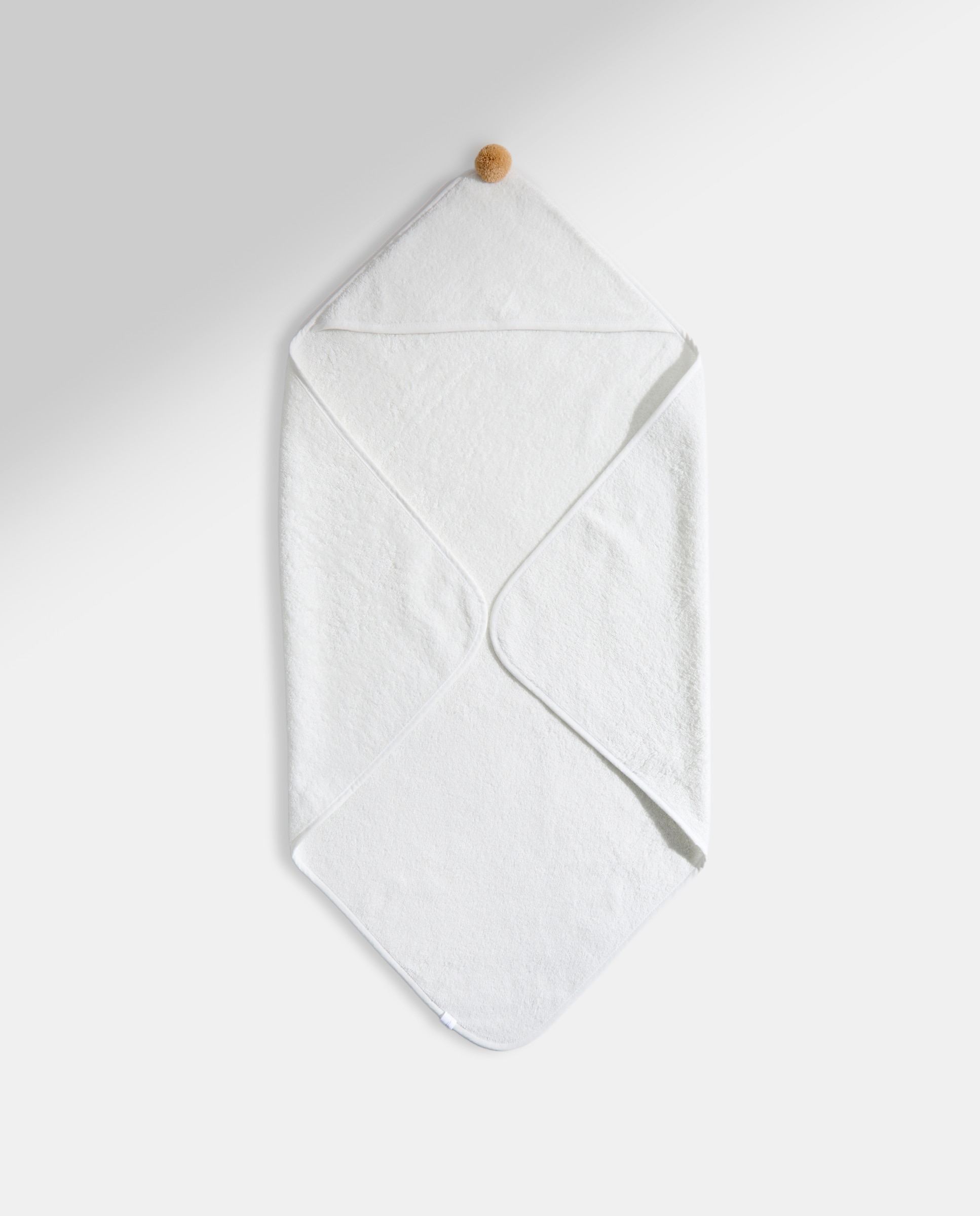 Capa de baño infantil algodón Pompón Blanco-2