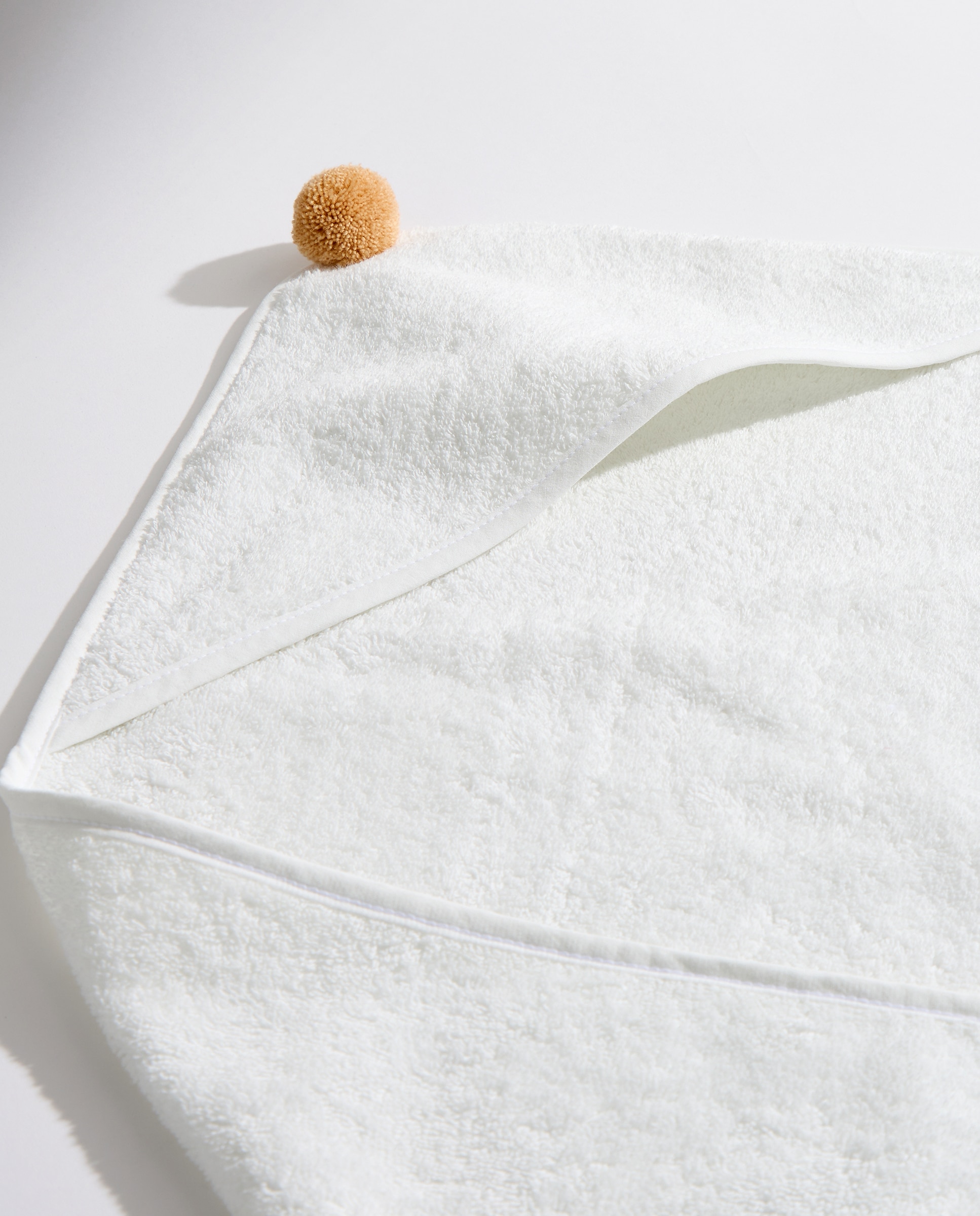 Capa de baño infantil algodón Pompón Blanco-3