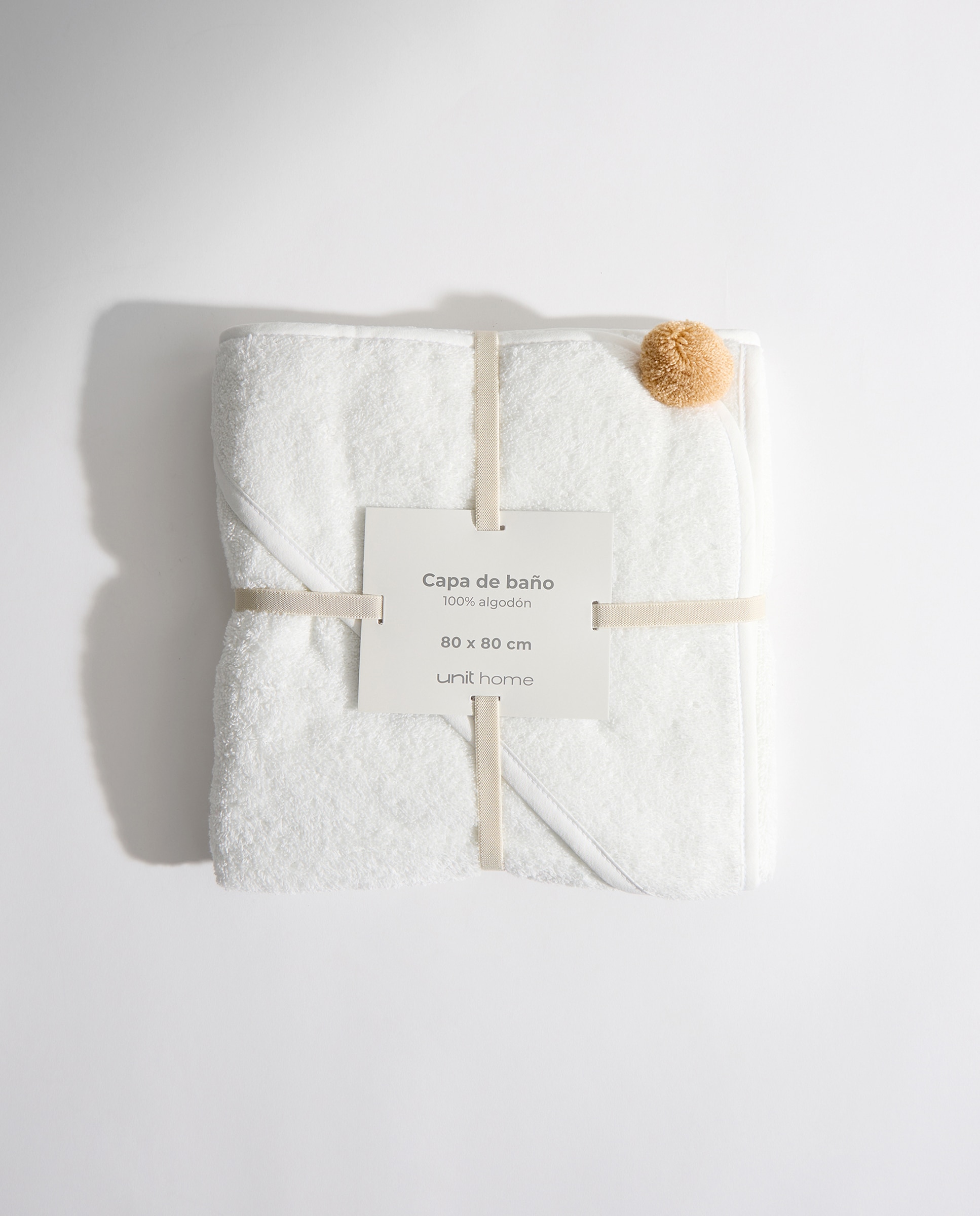 Capa de baño infantil algodón Pompón Blanco-4