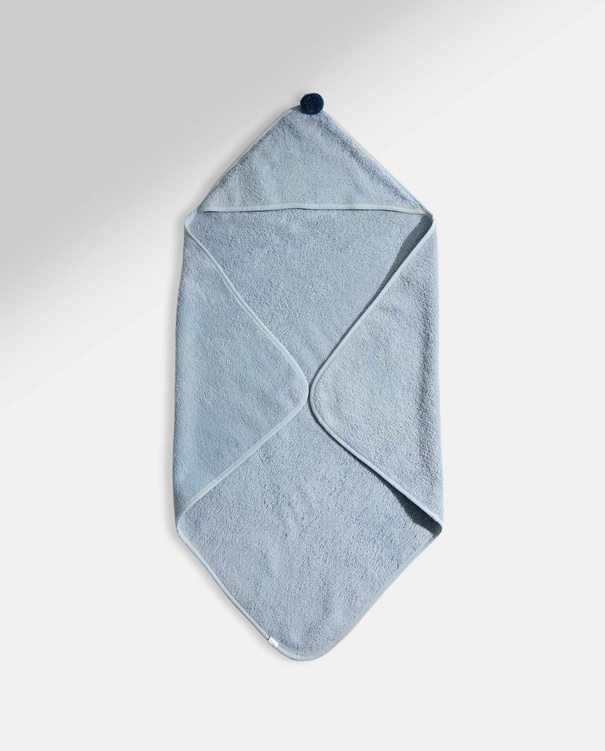 Capa de baño infantil algodón Pompón Azul-2