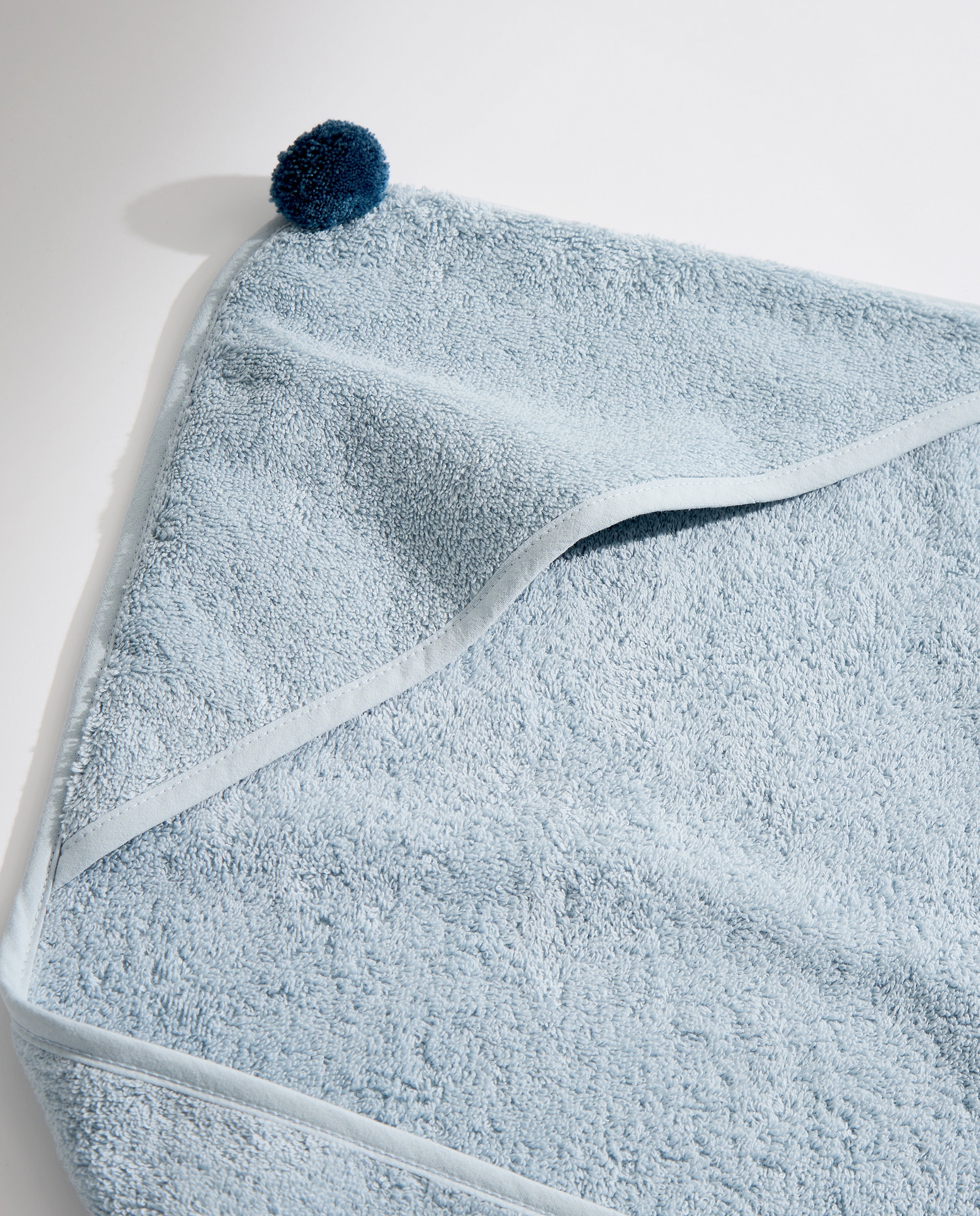 Capa de baño infantil algodón Pompón Azul-3