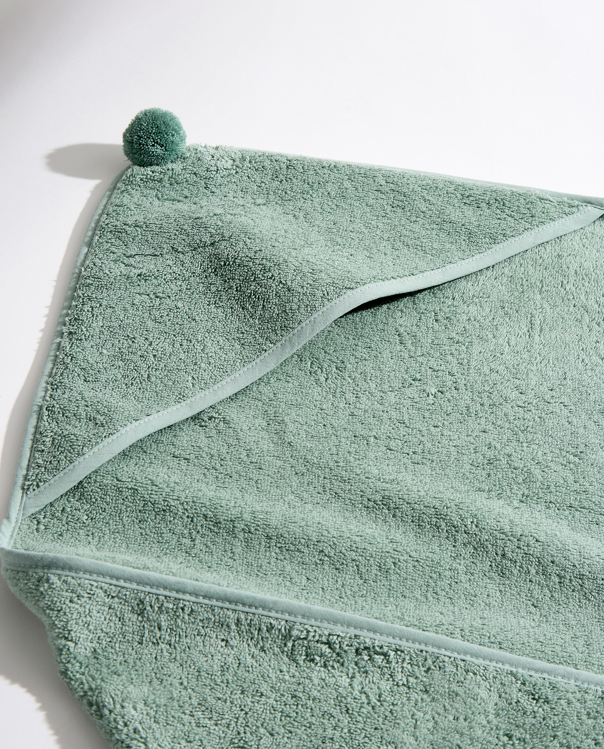 Capa de baño infantil algodón Pompón Verde-3