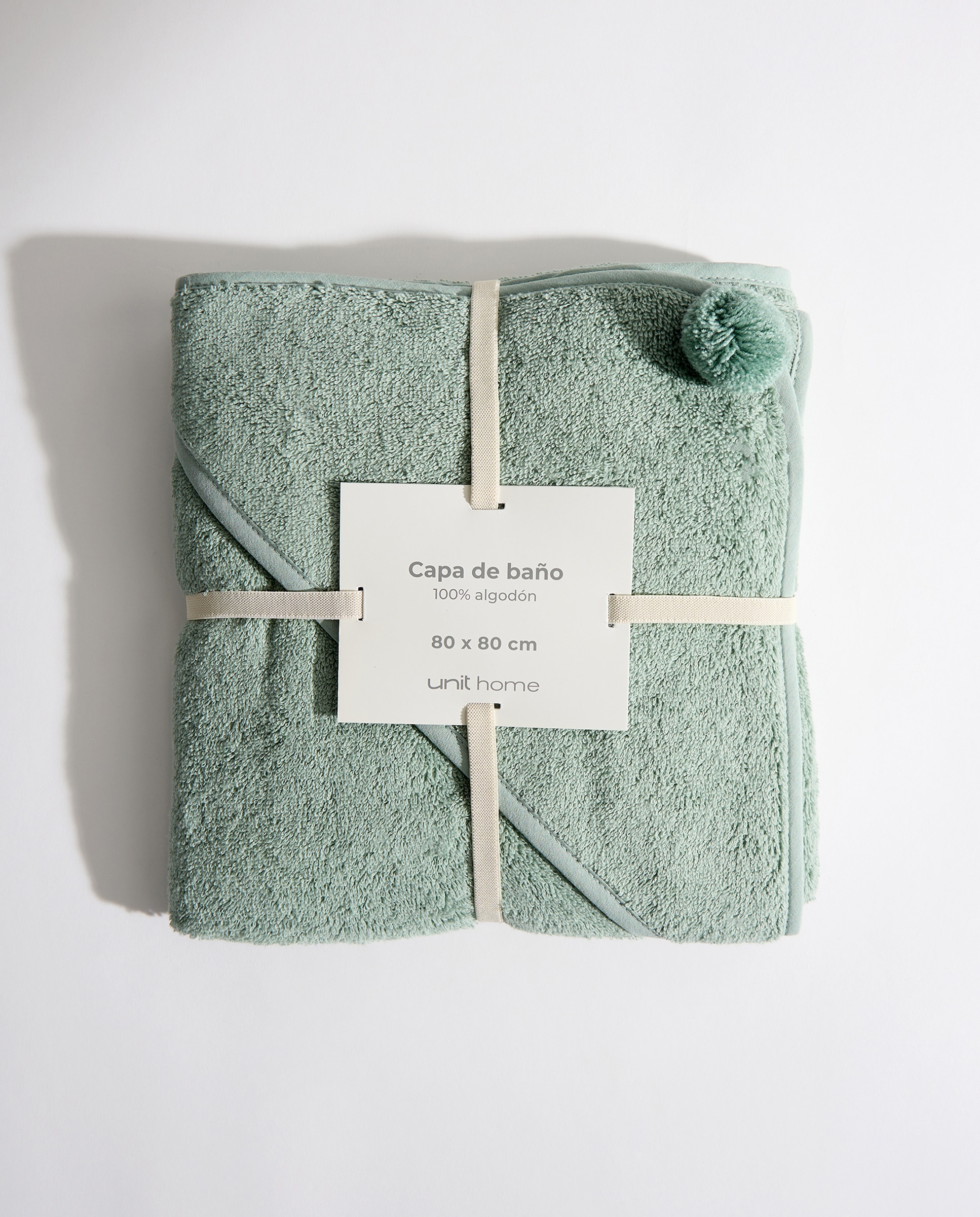 Capa de baño infantil algodón Pompón Verde-4