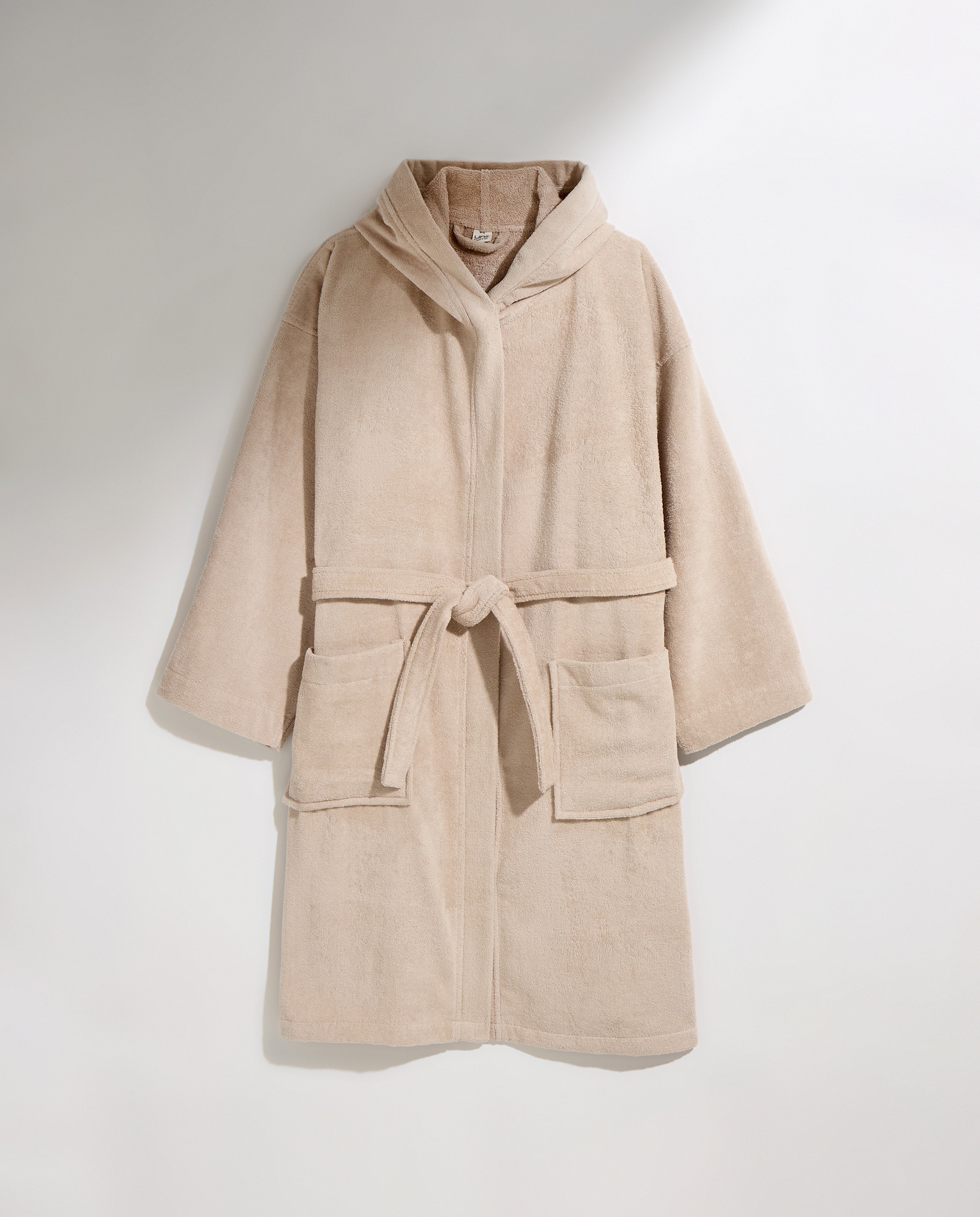 Albornoz con capucha algodón Capucha Beige-2