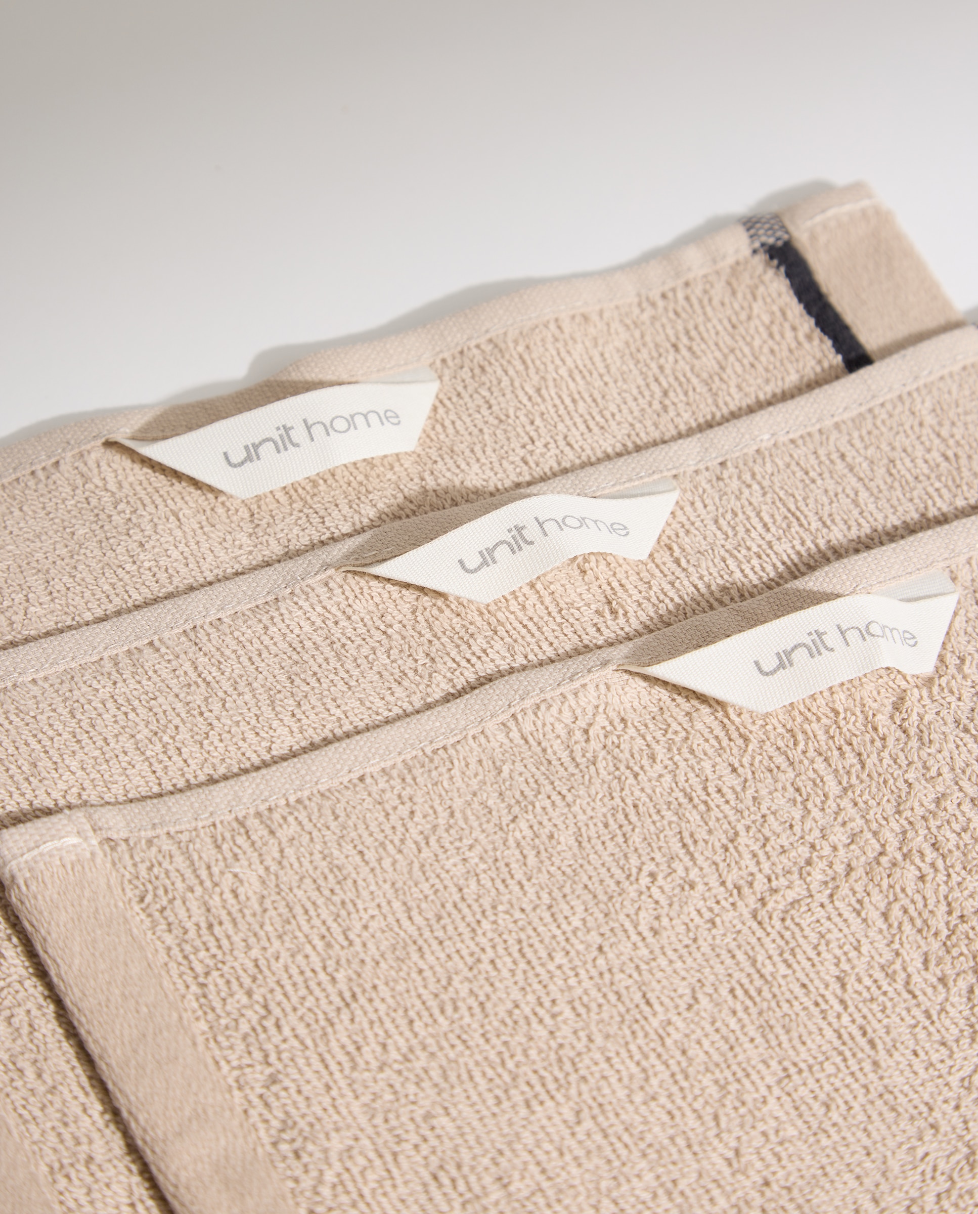 Juego de 3 toallas de tocador algodón Bordado Beige-4