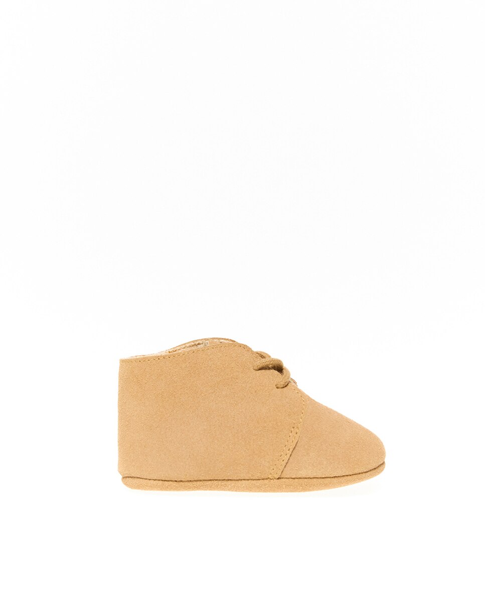 Sapatilhas Tipo Sapatos de Presilha em Pele Camel-2