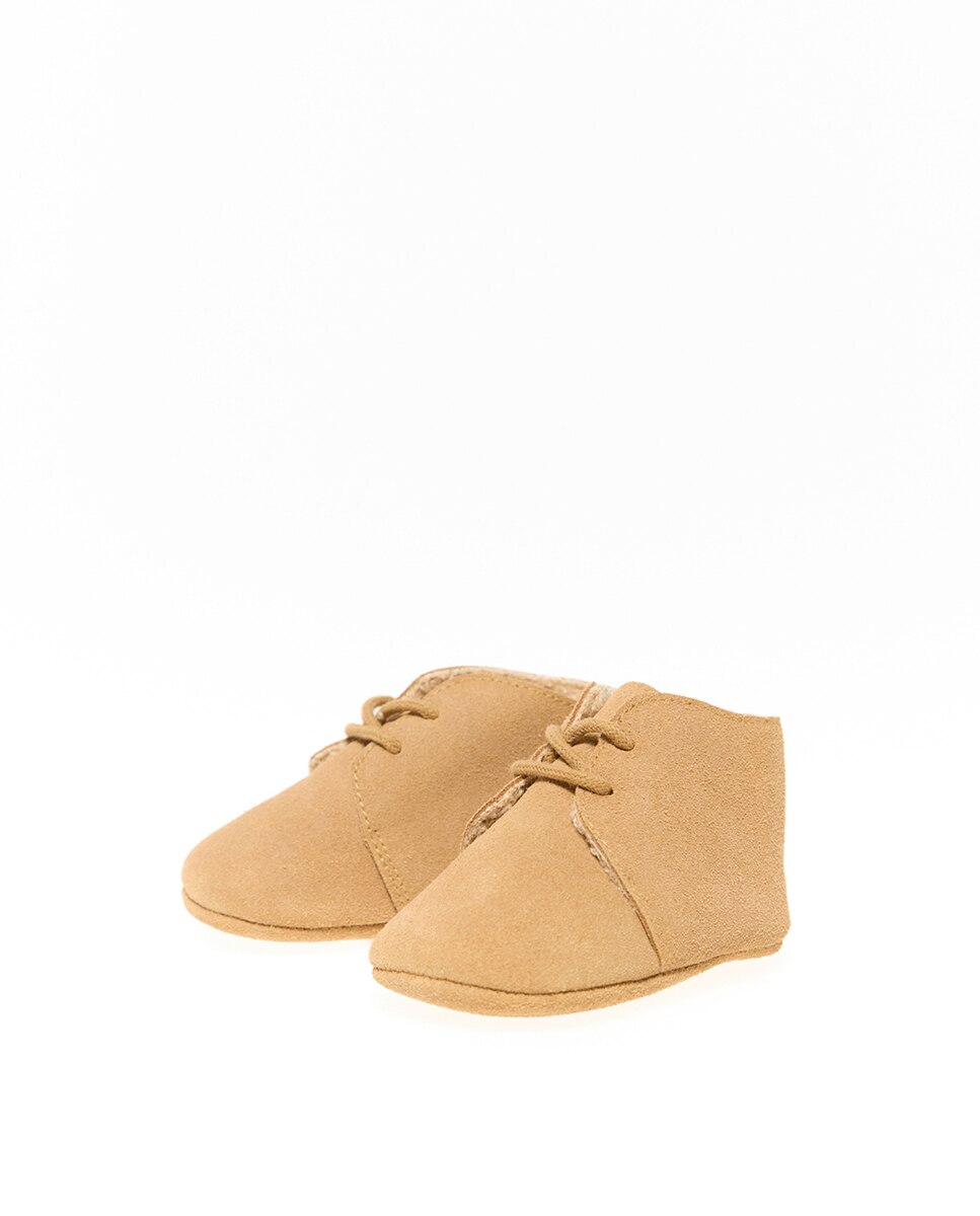 Sapatilhas Tipo Sapatos de Presilha em Pele Camel-3