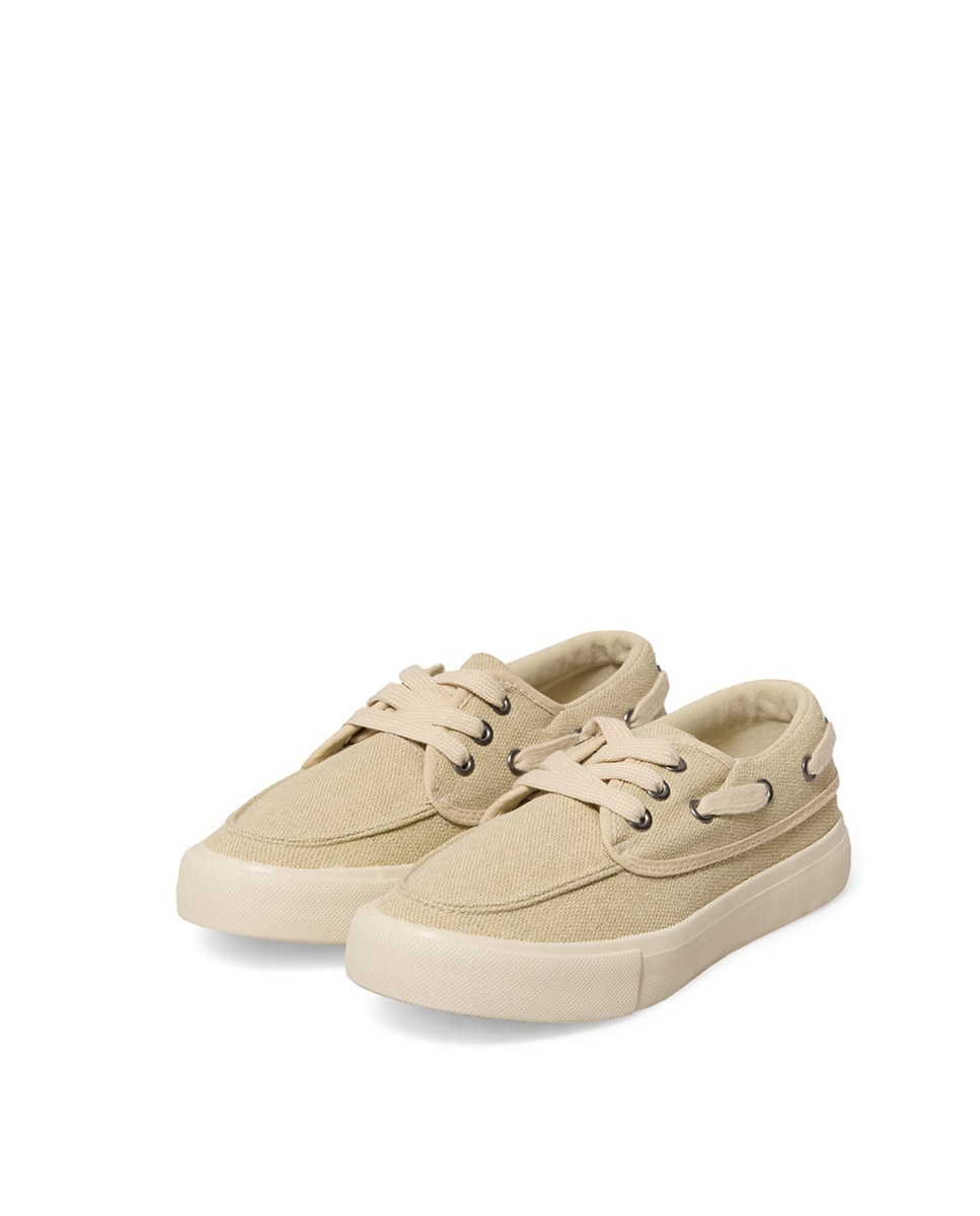 Sapatilhas Mocassins em Lona Sfera Bege-4