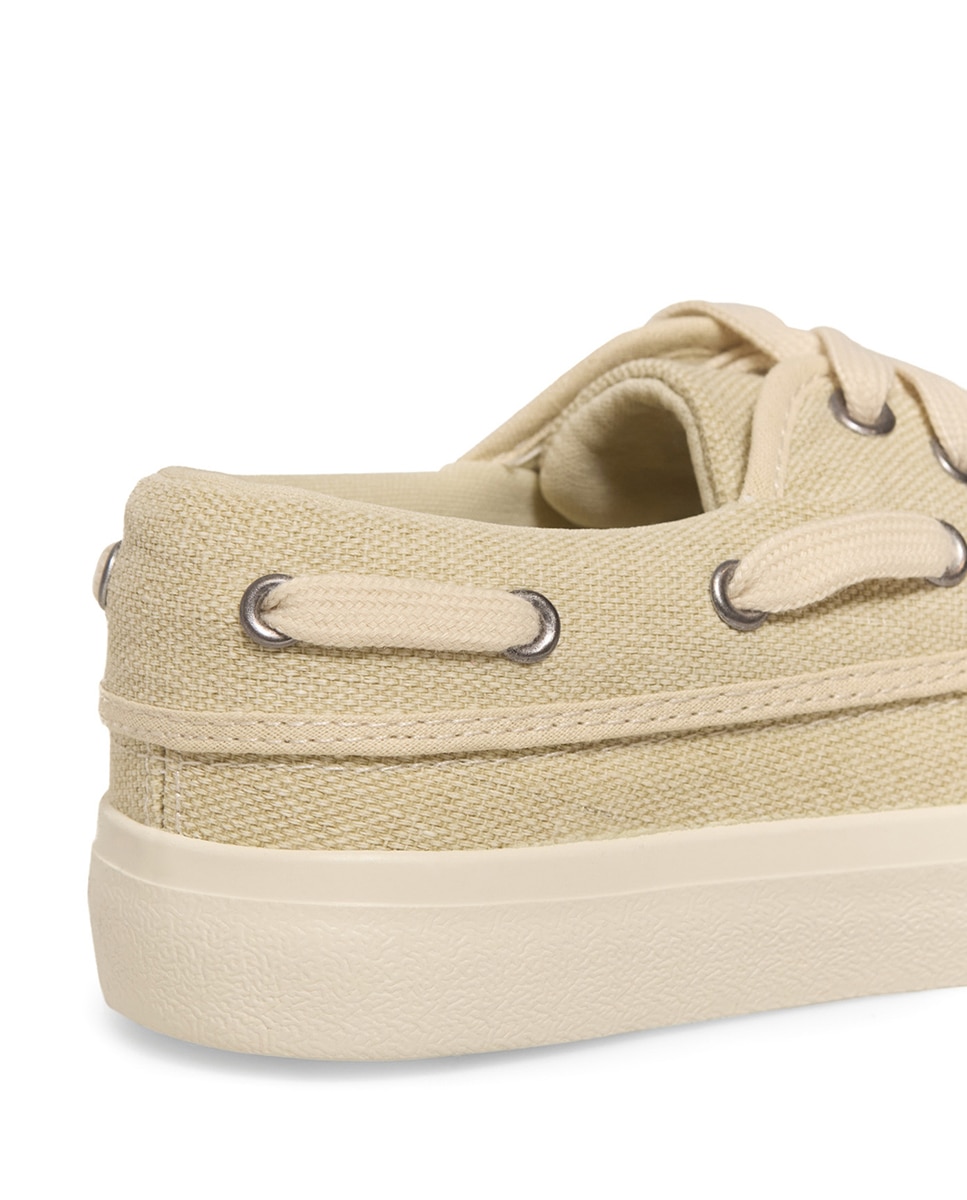 Sapatilhas Mocassins em Lona Sfera Bege-5