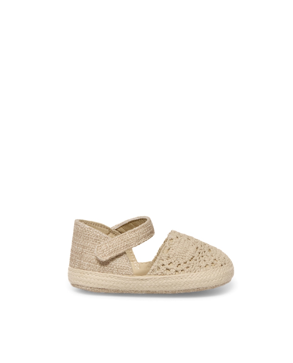 Alpercatas de Bebé com Crochet Bege-3