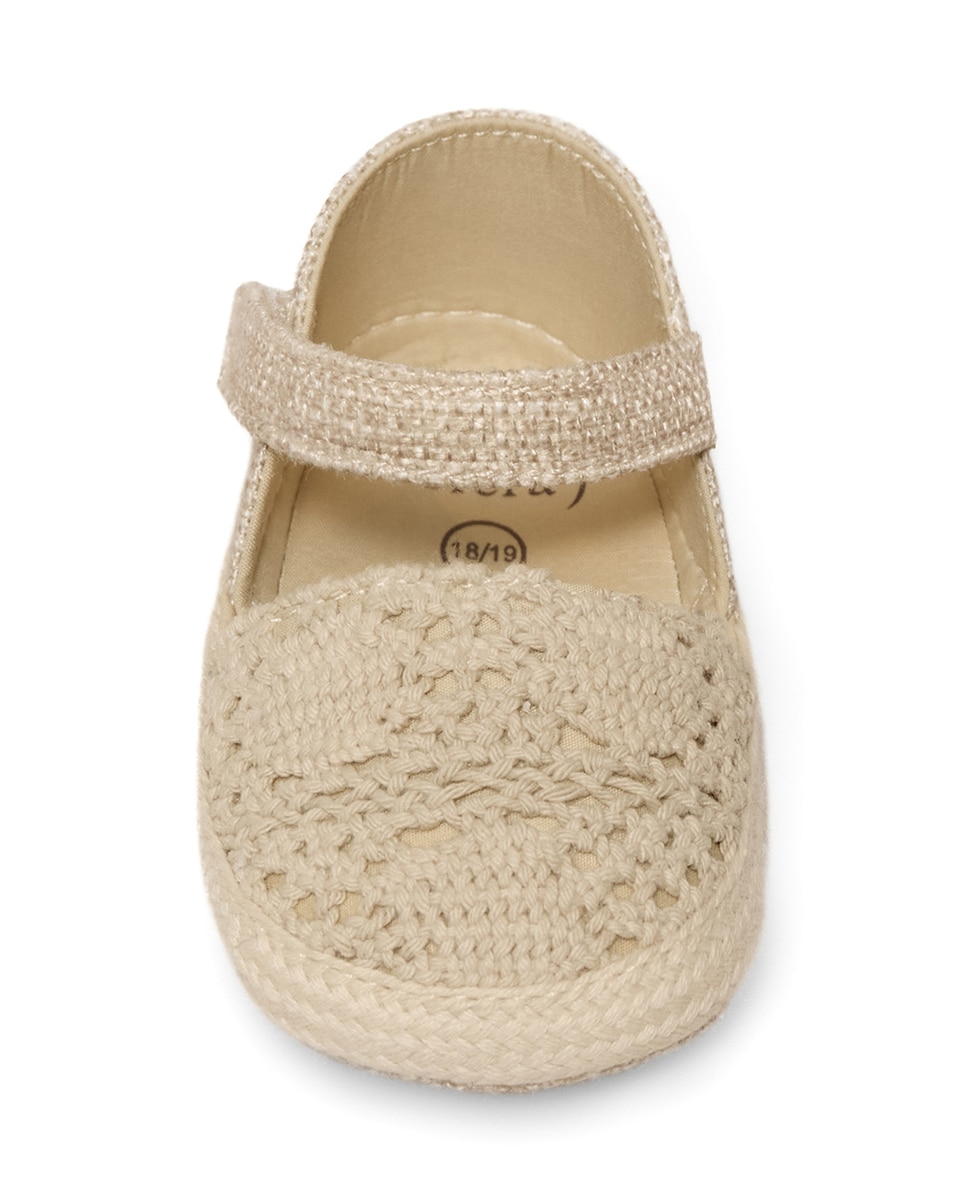 Alpercatas de Bebé com Crochet Bege-4